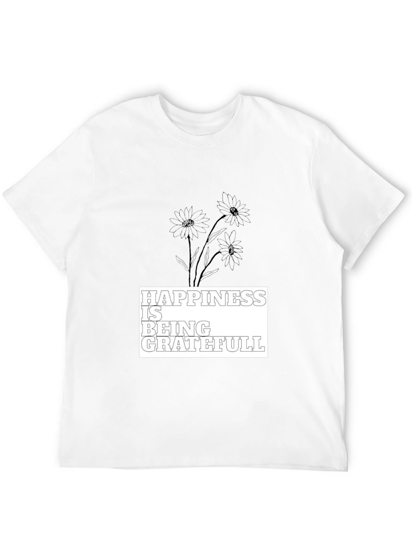 Happiness is Being Grateful Black Graphic Tee