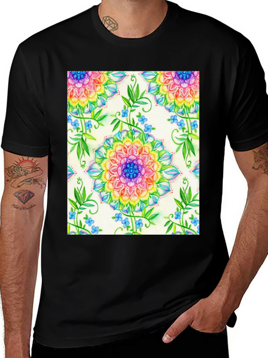 Floral Mandala Graphic Tee - Colorful Design
