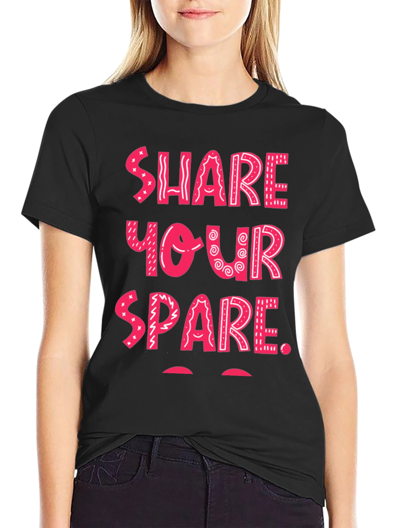 Share Your Spare Graphic Tee - Black Cotton