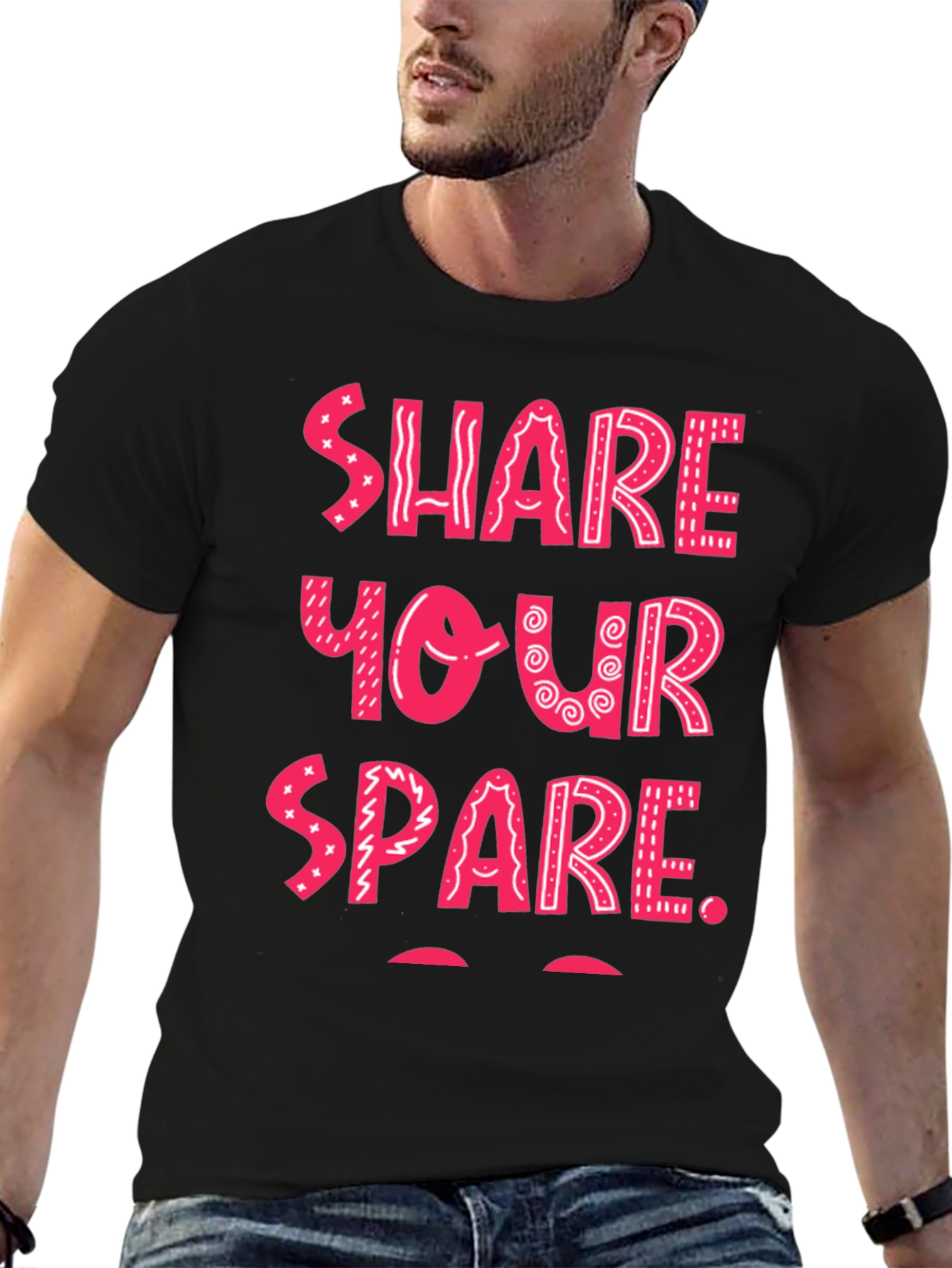 Share Your Spare Graphic Tee - Black Cotton