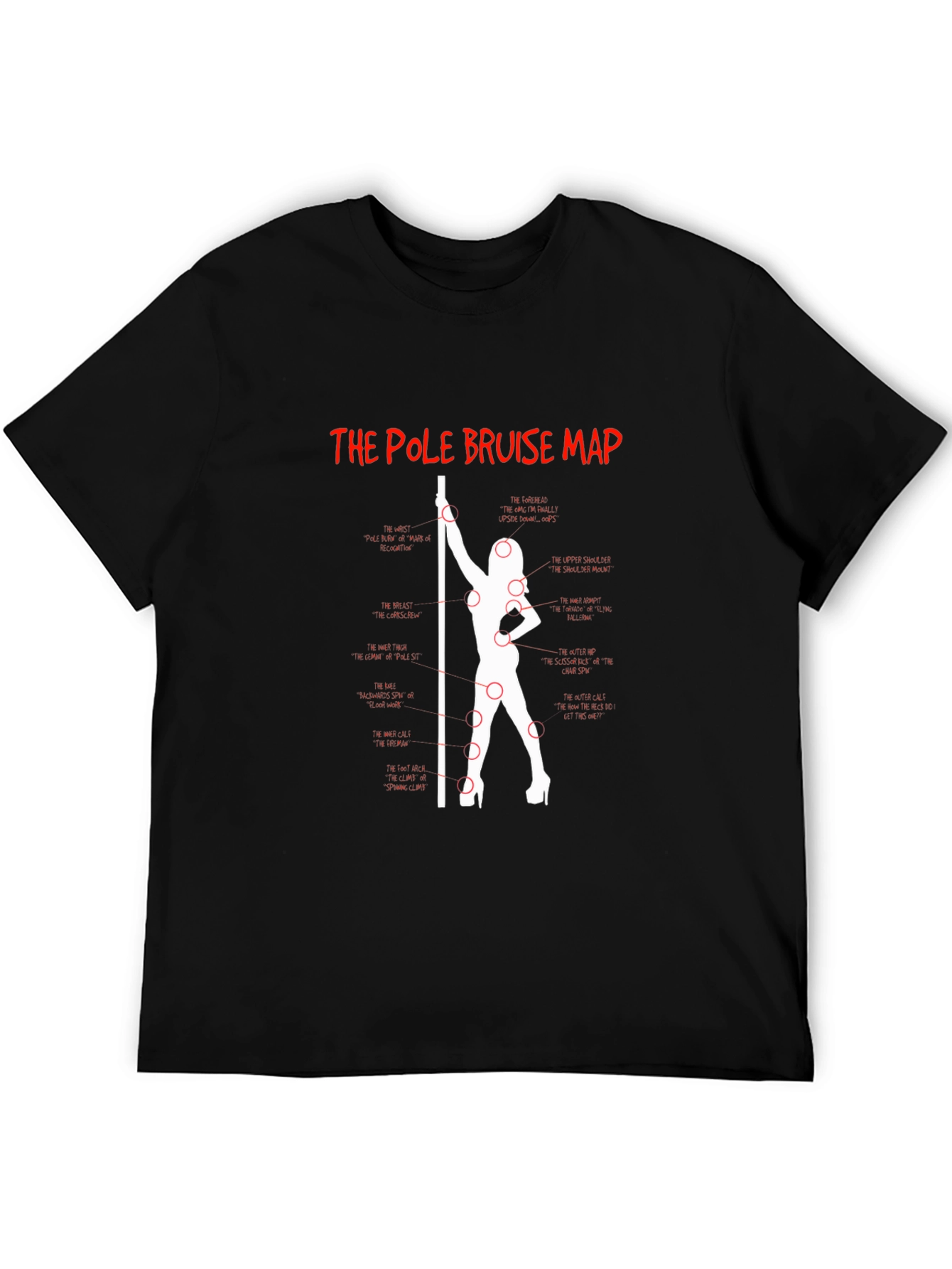 Pole Bruise Map Graphic T-Shirt - Adult Humor