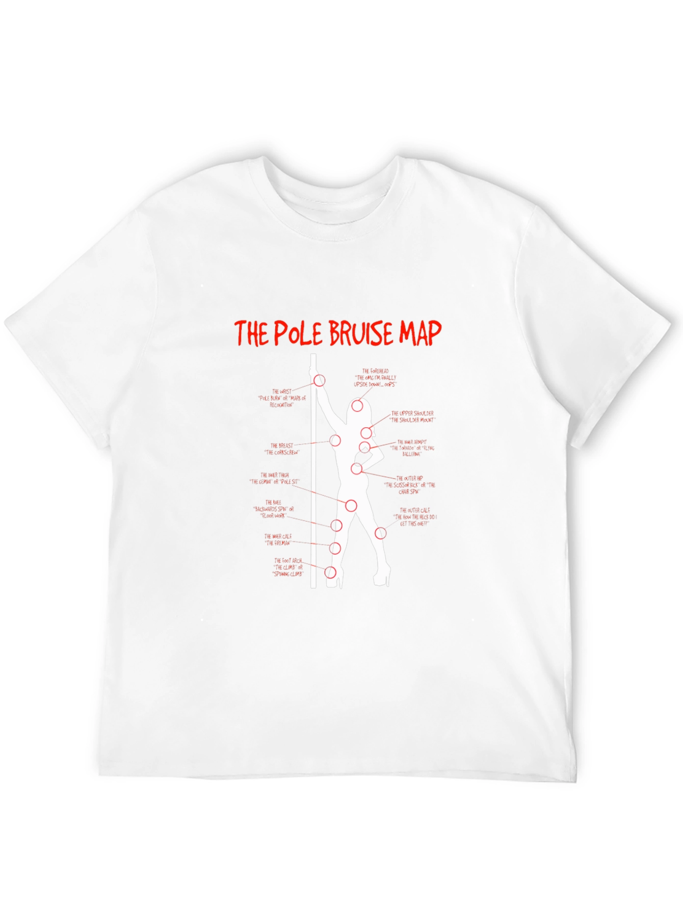 Pole Bruise Map Graphic T-Shirt - Adult Humor