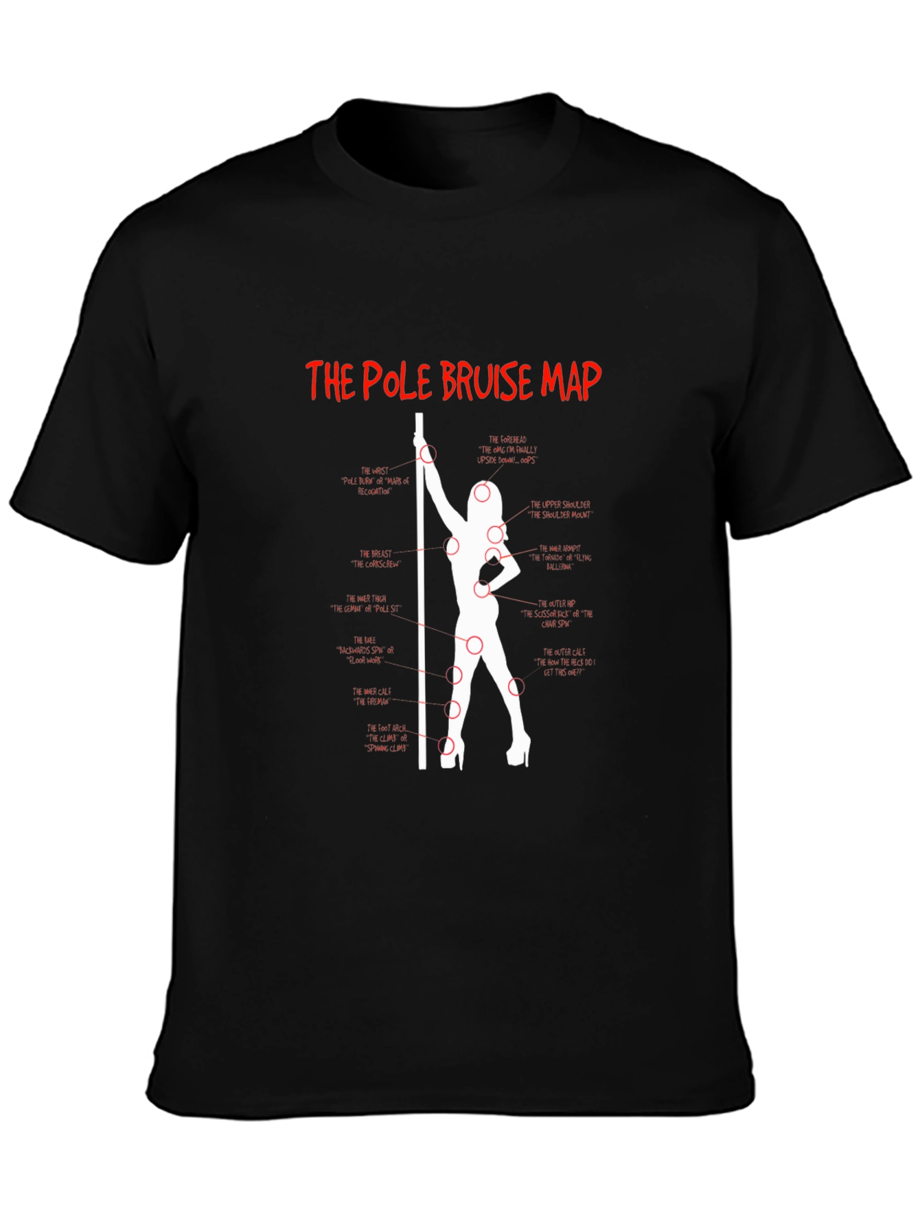 Pole Bruise Map Graphic T-Shirt - Adult Humor