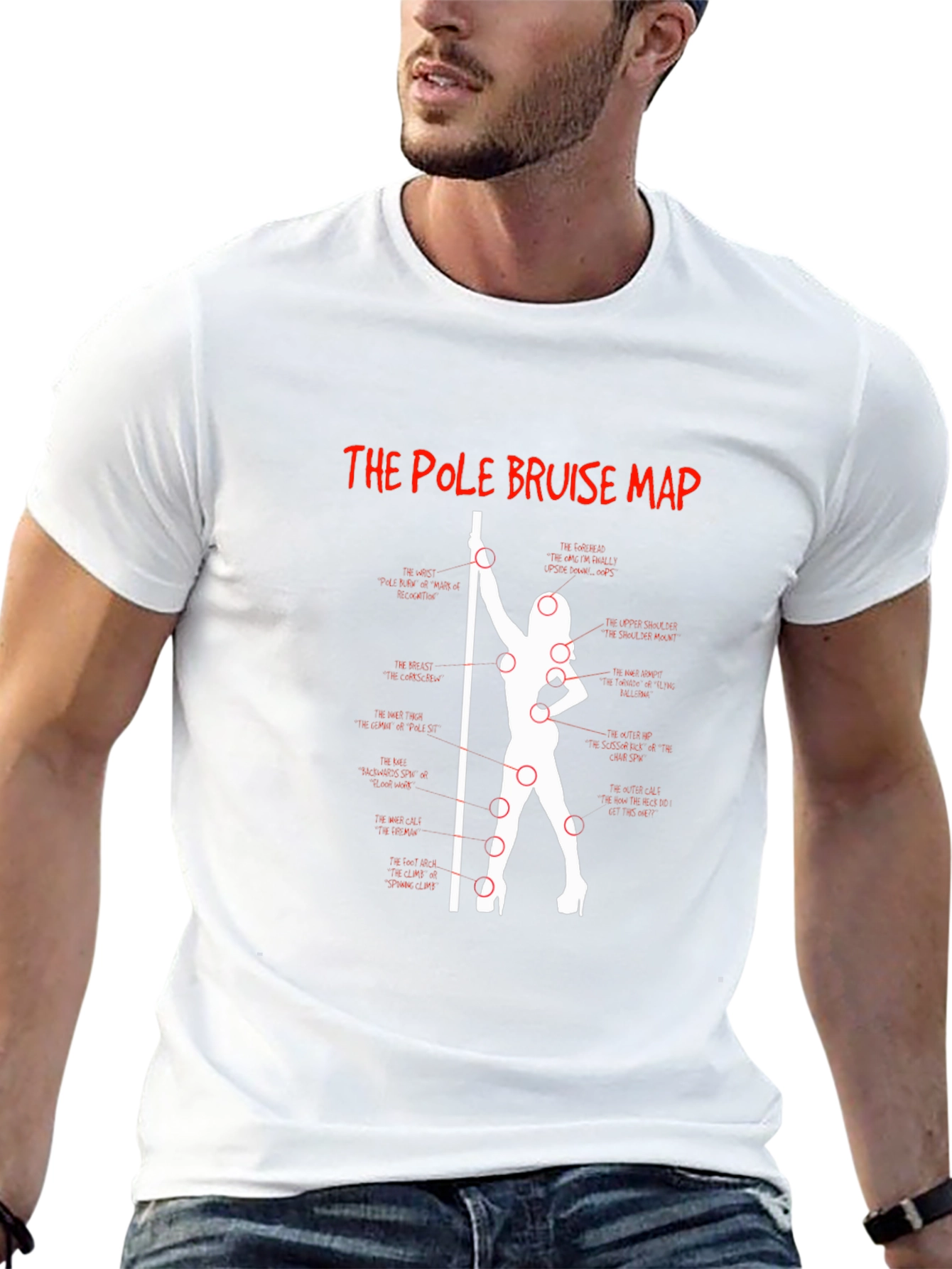 Pole Bruise Map Graphic T-Shirt - Adult Humor