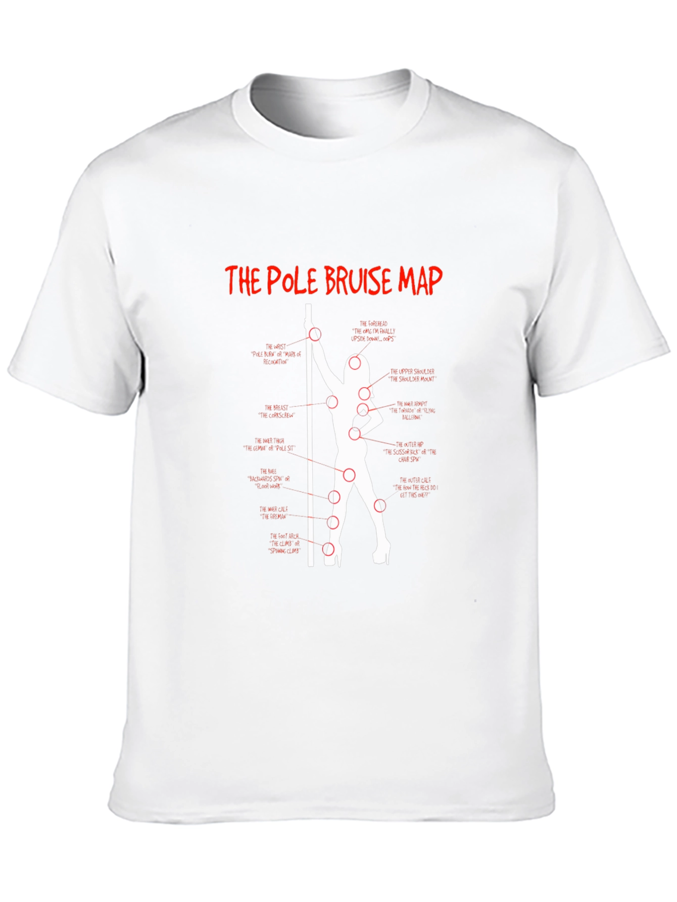 Pole Bruise Map Graphic T-Shirt - Adult Humor