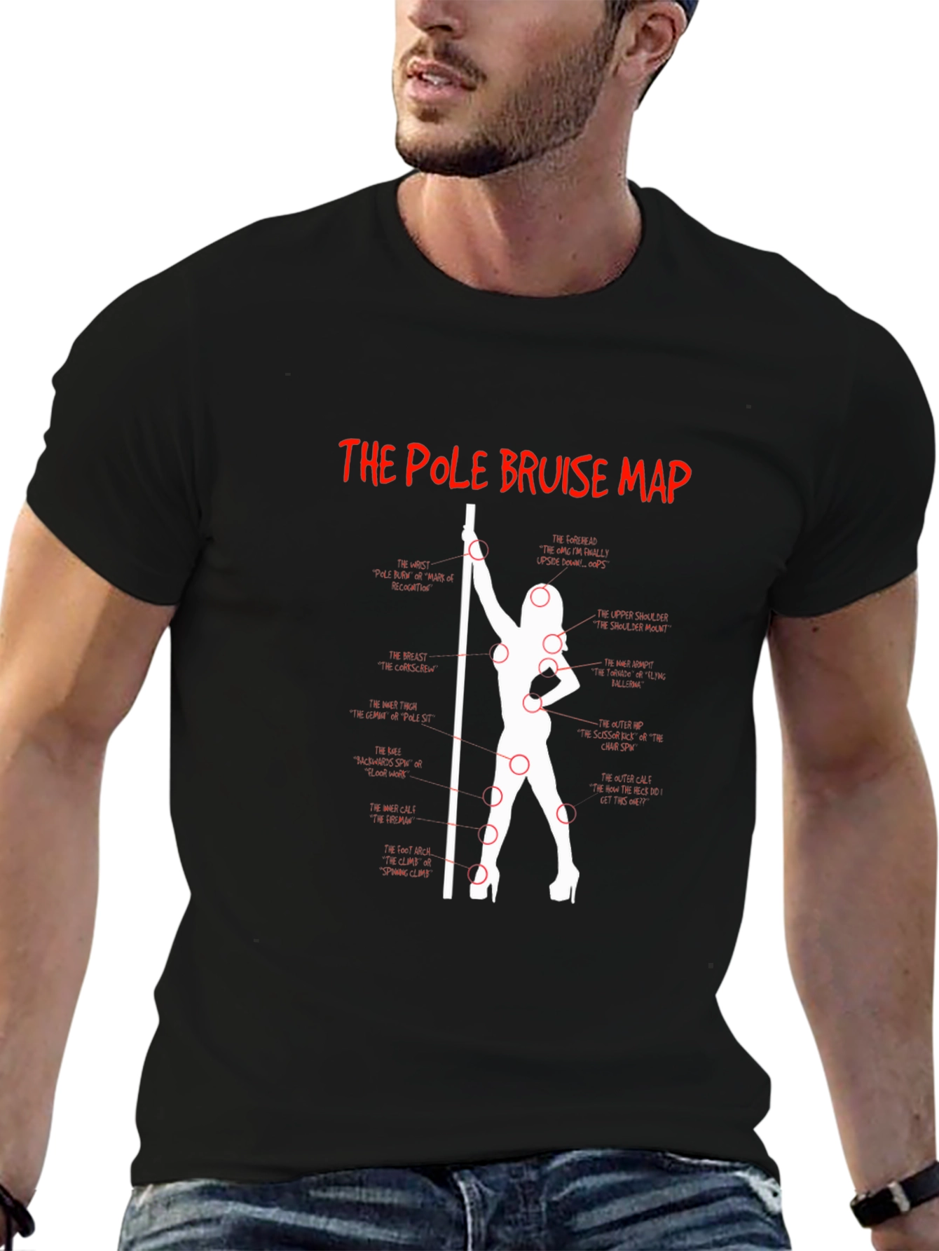 Pole Bruise Map Graphic T-Shirt - Adult Humor
