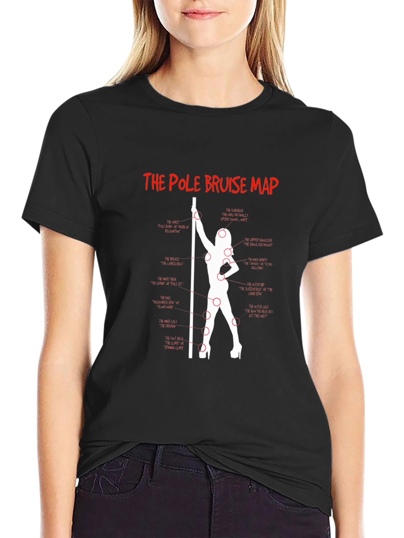 Pole Bruise Map Graphic T-Shirt - Adult Humor