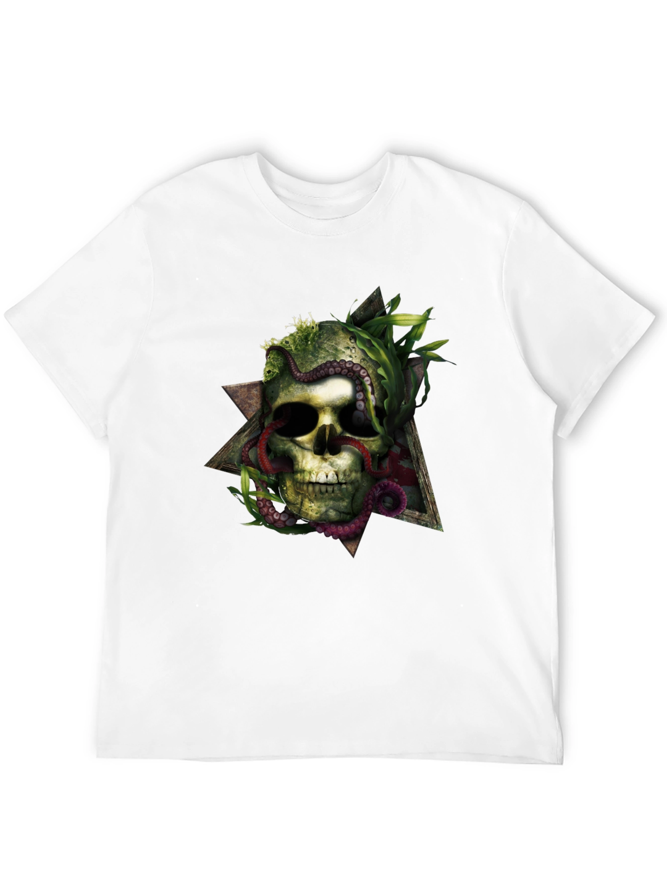 Skull & Octopus Triangle Graphic Tee - Black