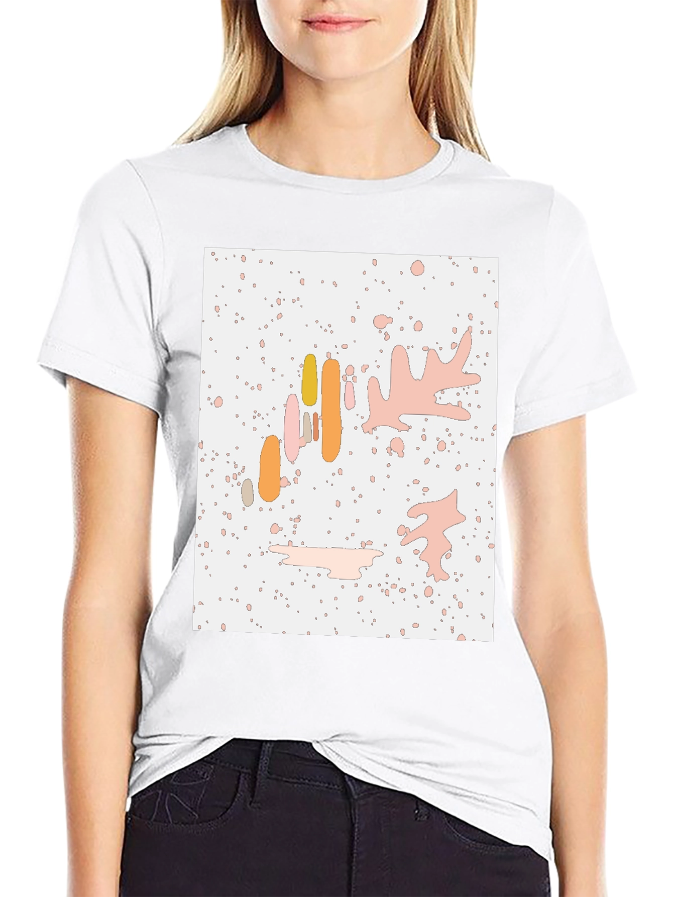 Abstract Art Print Black Crew Neck T-Shirt