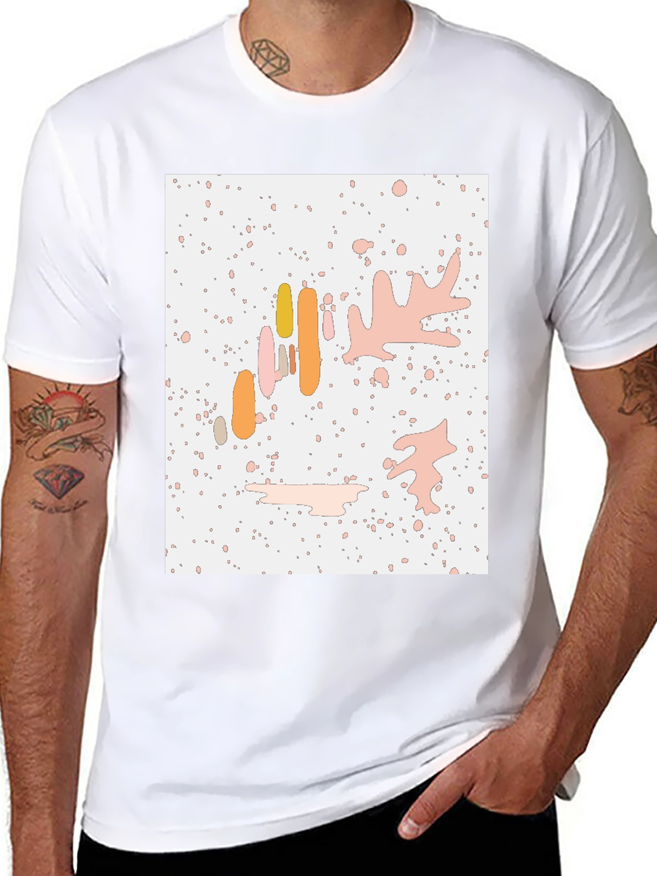 Abstract Art Print Black Crew Neck T-Shirt