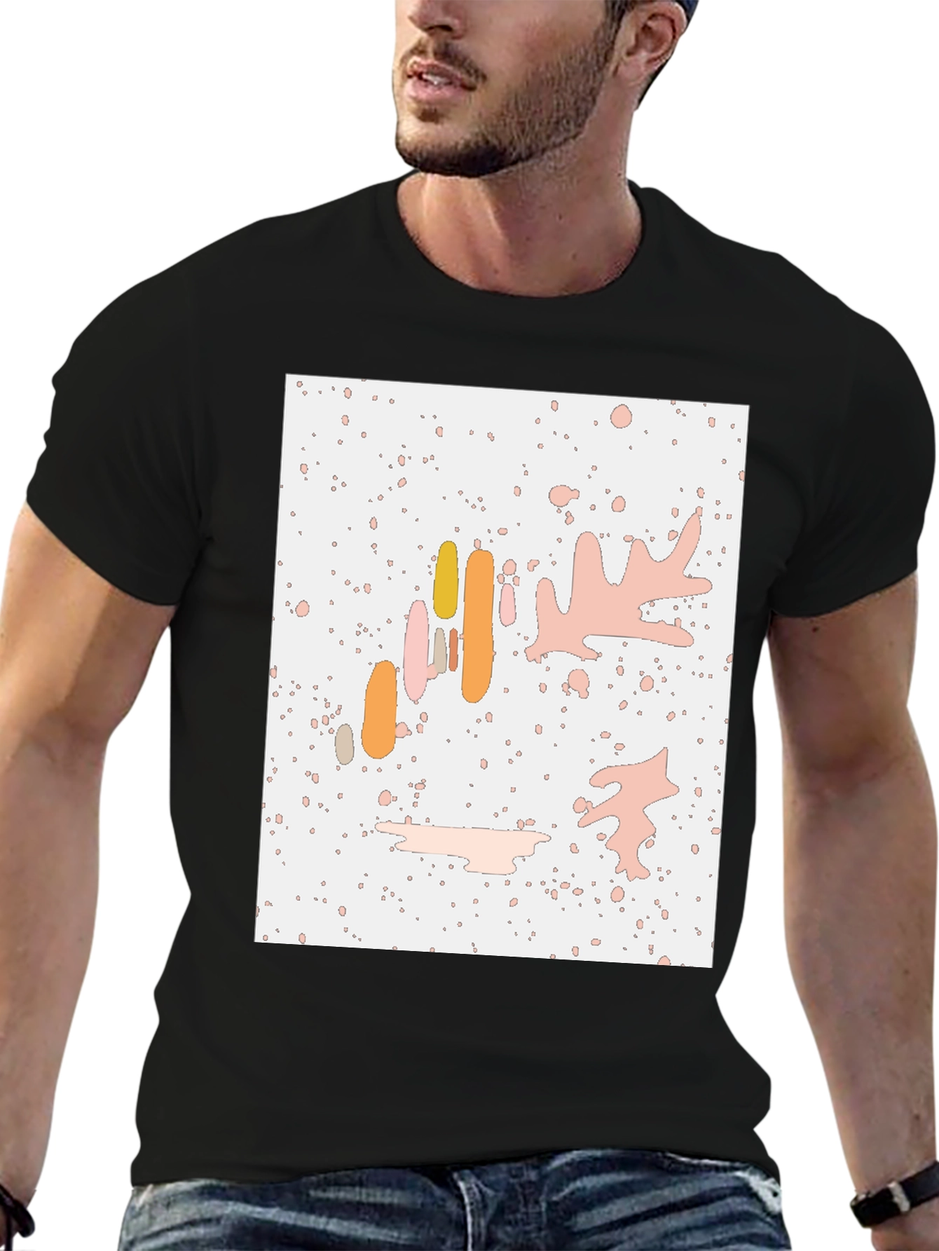 Abstract Art Print Black Crew Neck T-Shirt