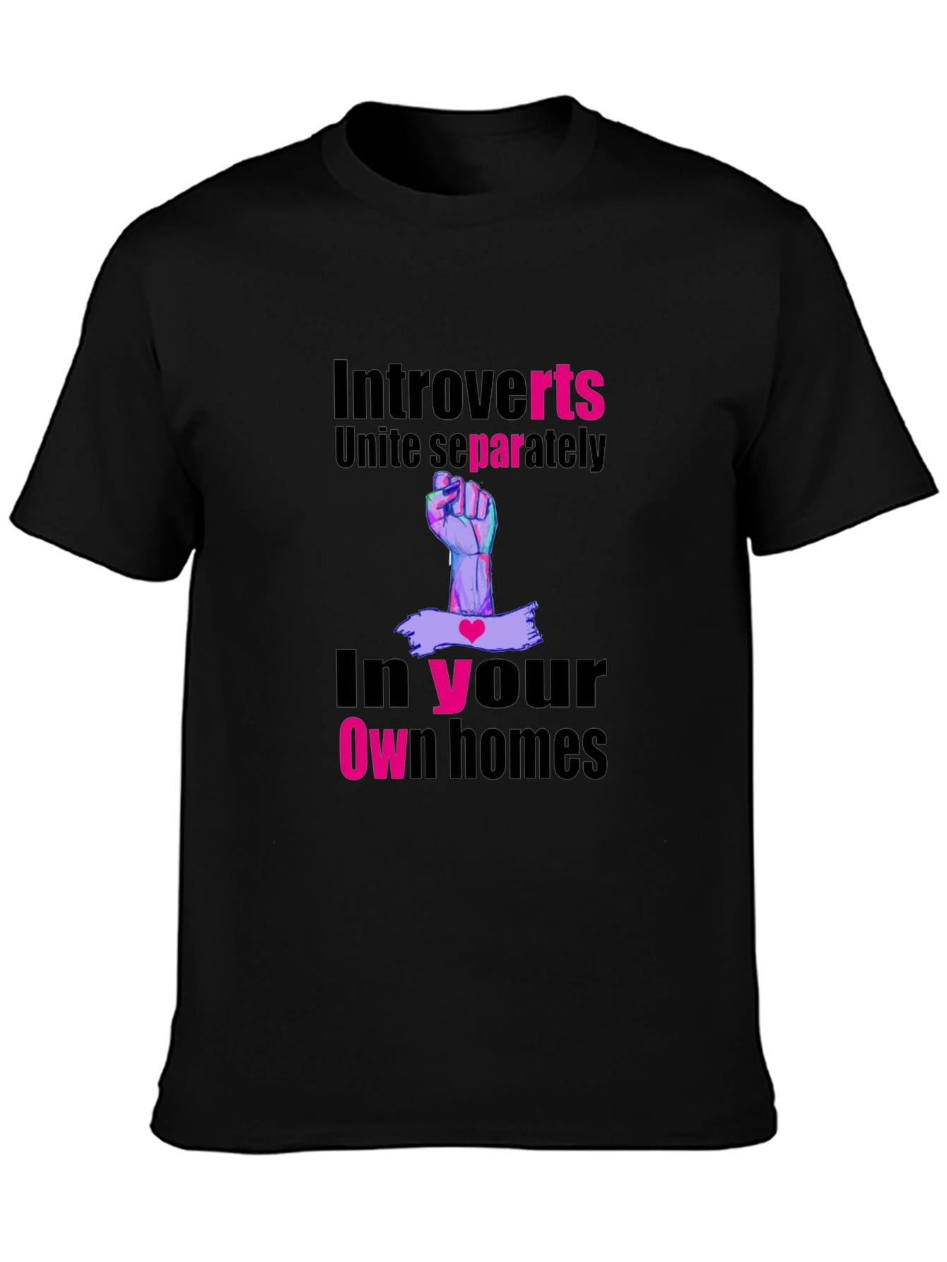 Introvert Unite Separately Black T-Shirt