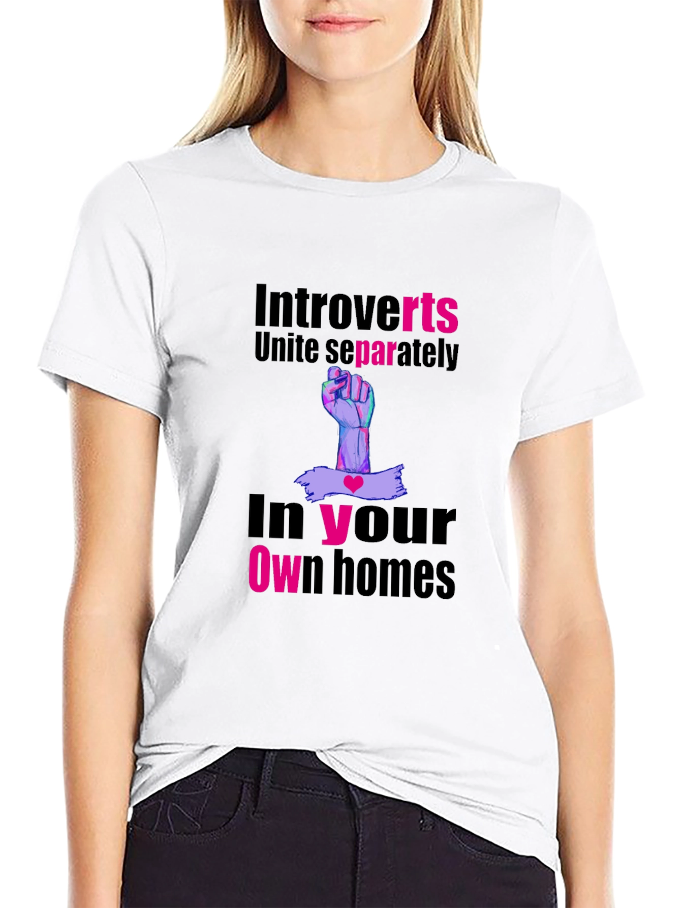 Introvert Unite Separately Black T-Shirt