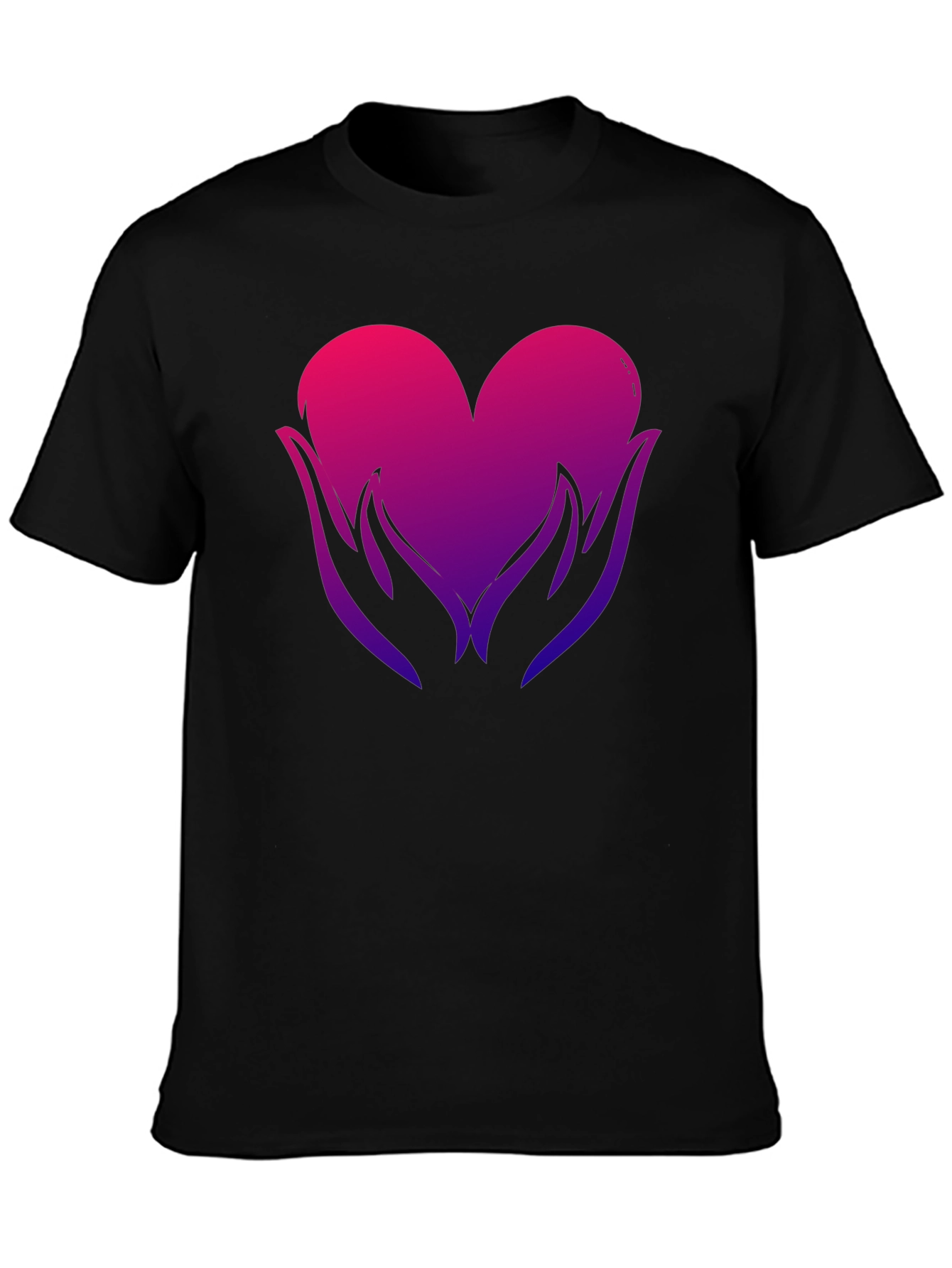 Heart Hands Graphic Tee - Soft Black Cotton Blend