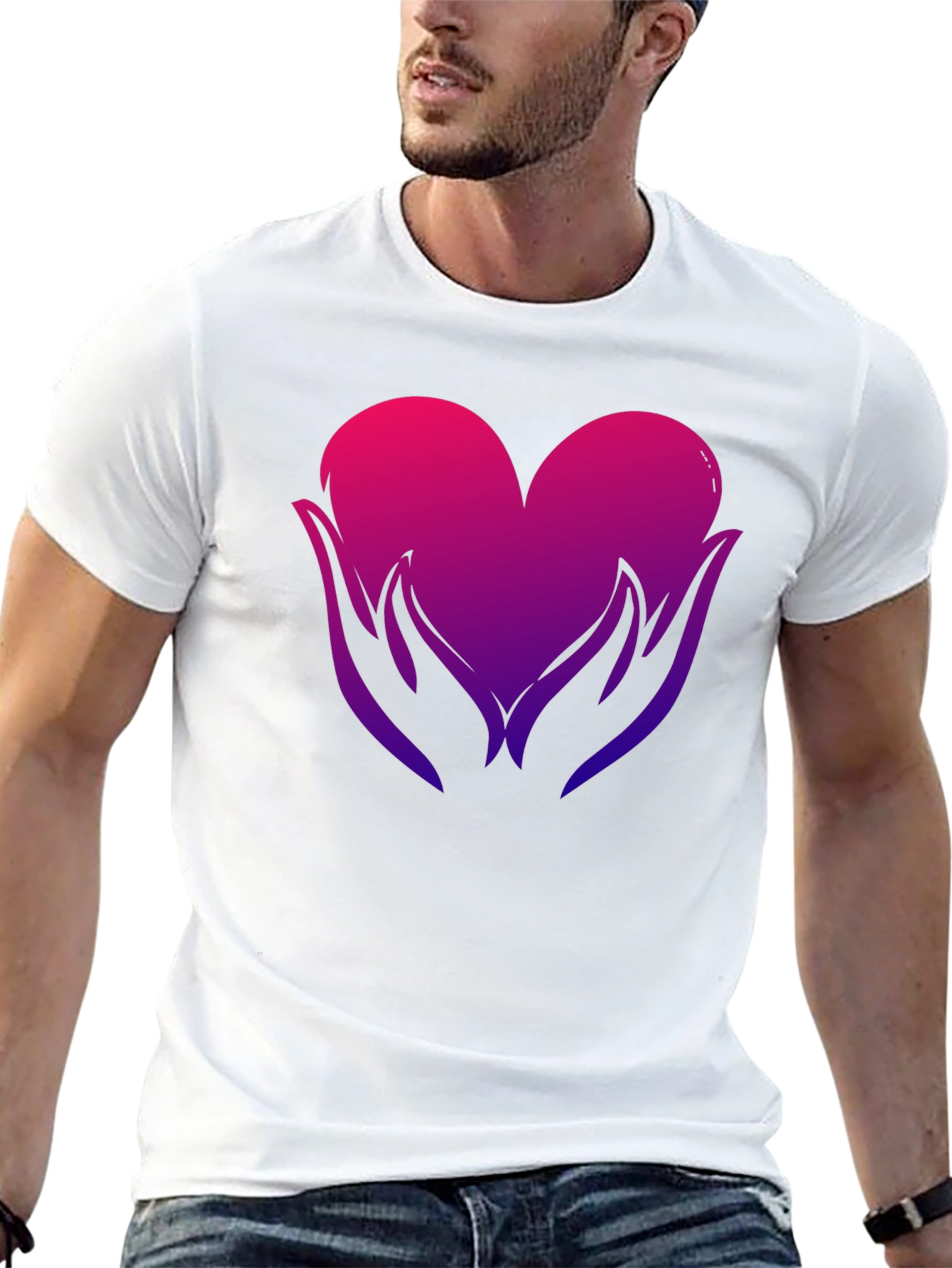 Heart Hands Graphic Tee - Soft Black Cotton Blend