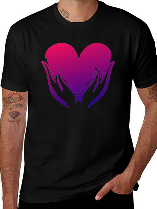 Heart Hands Graphic Tee - Soft Black Cotton Blend