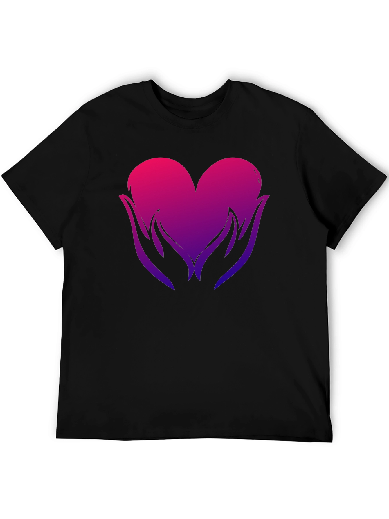 Heart Hands Graphic Tee - Soft Black Cotton Blend