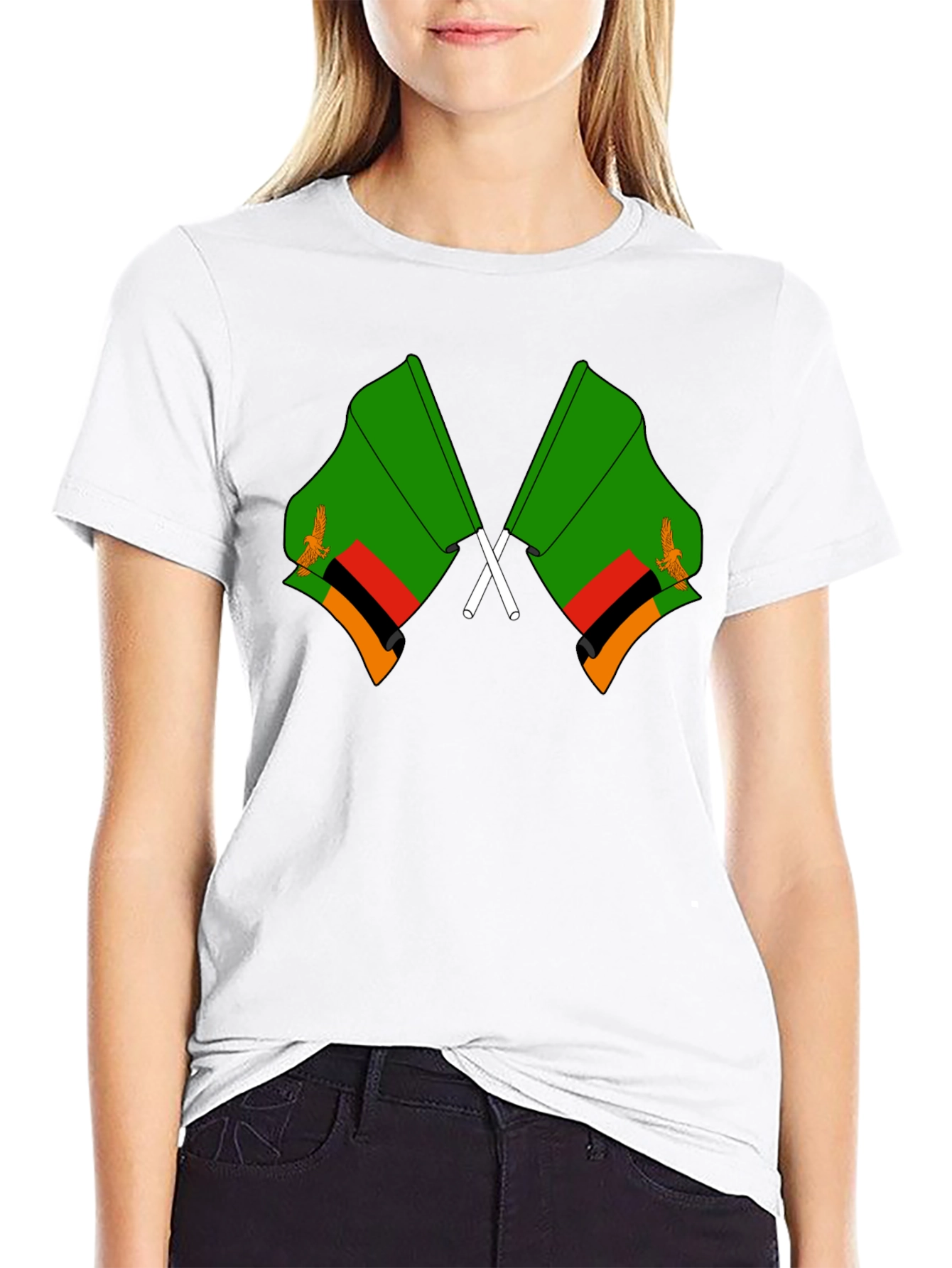 Zambia Flag T-Shirt - Black