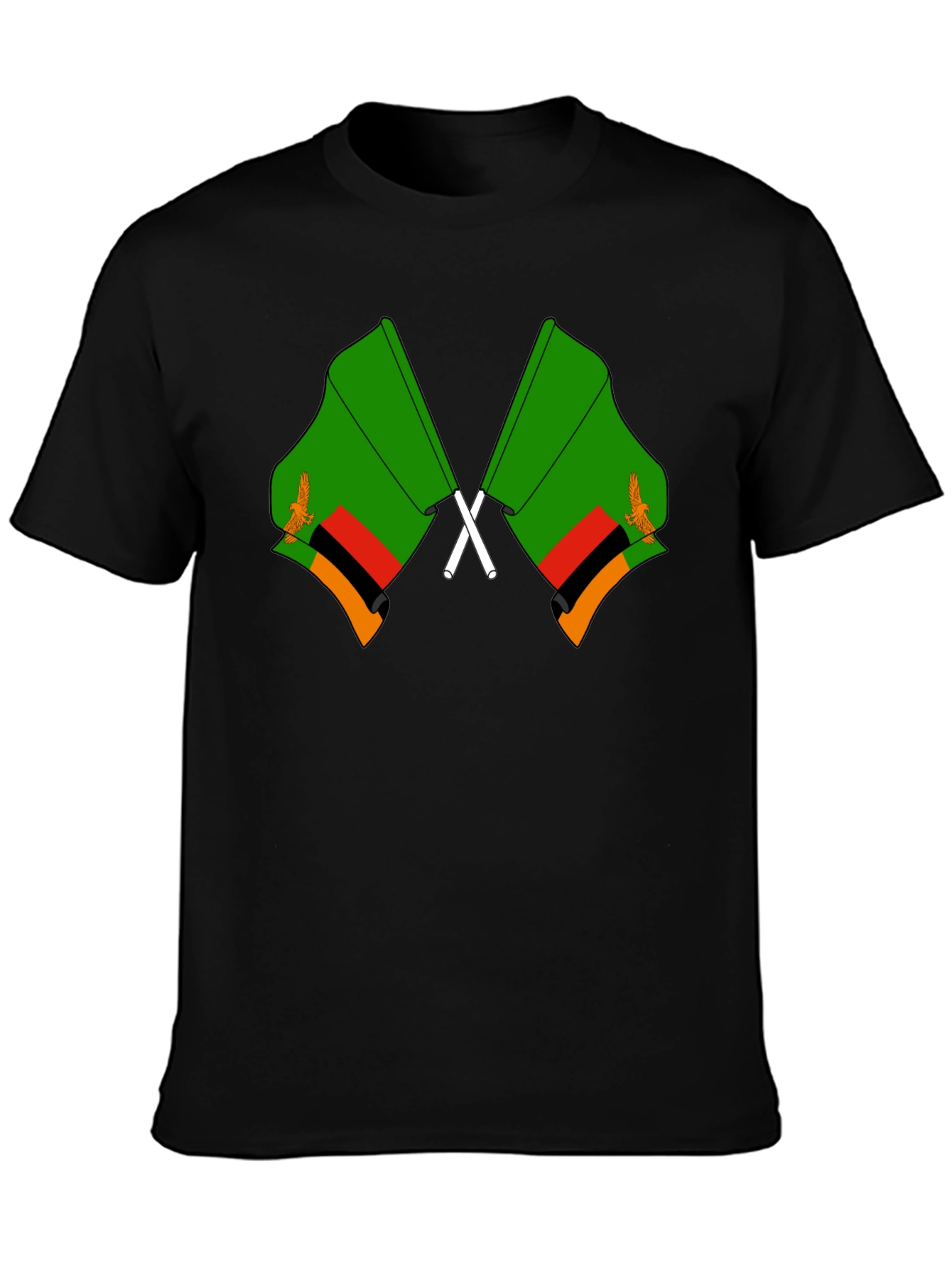 Zambia Flag T-Shirt - Black