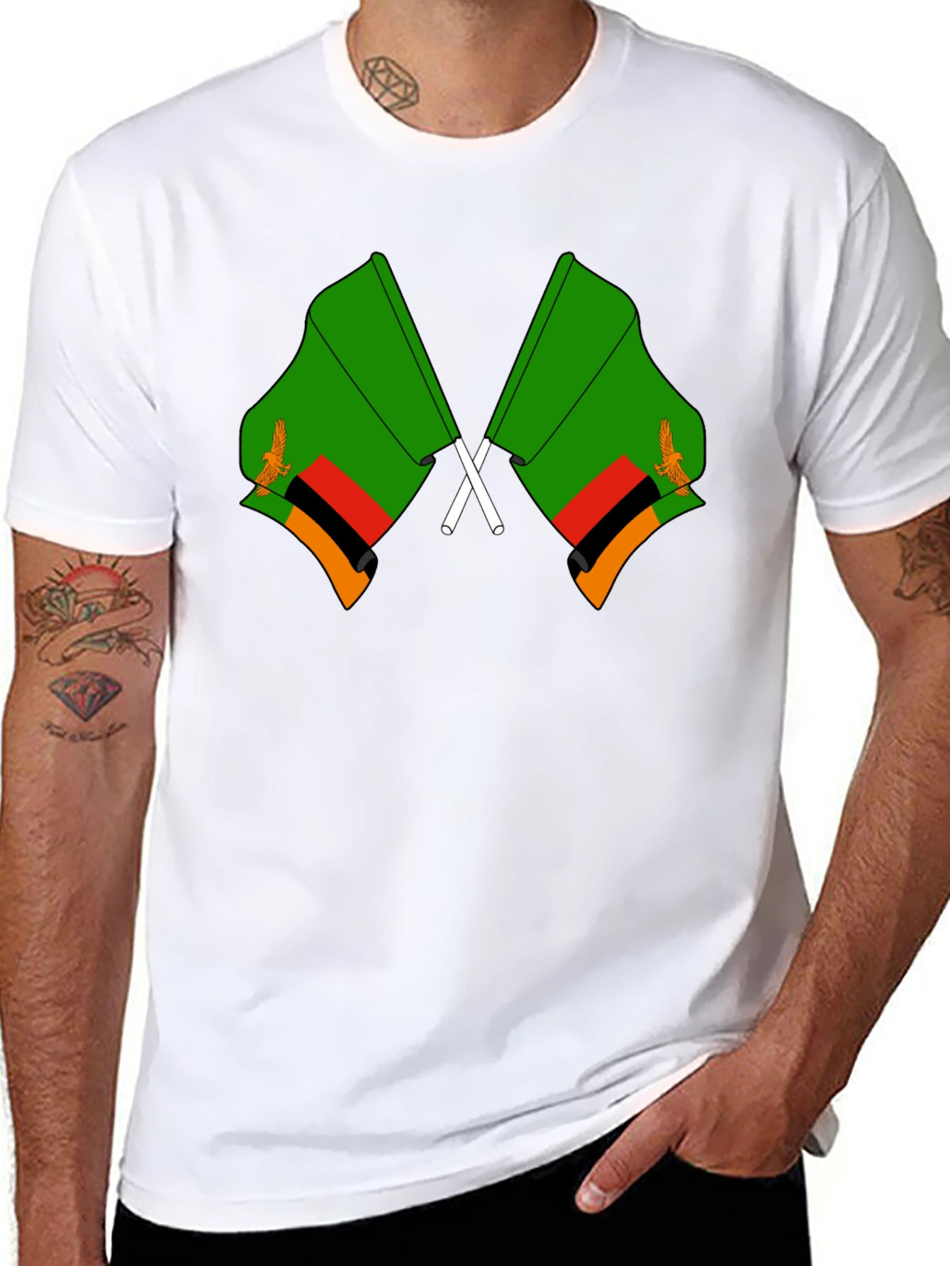 Zambia Flag T-Shirt - Black