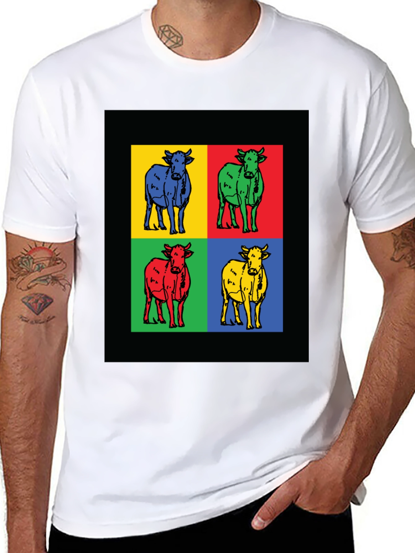 Pop Art Cow Graphic Tee - Modern Style