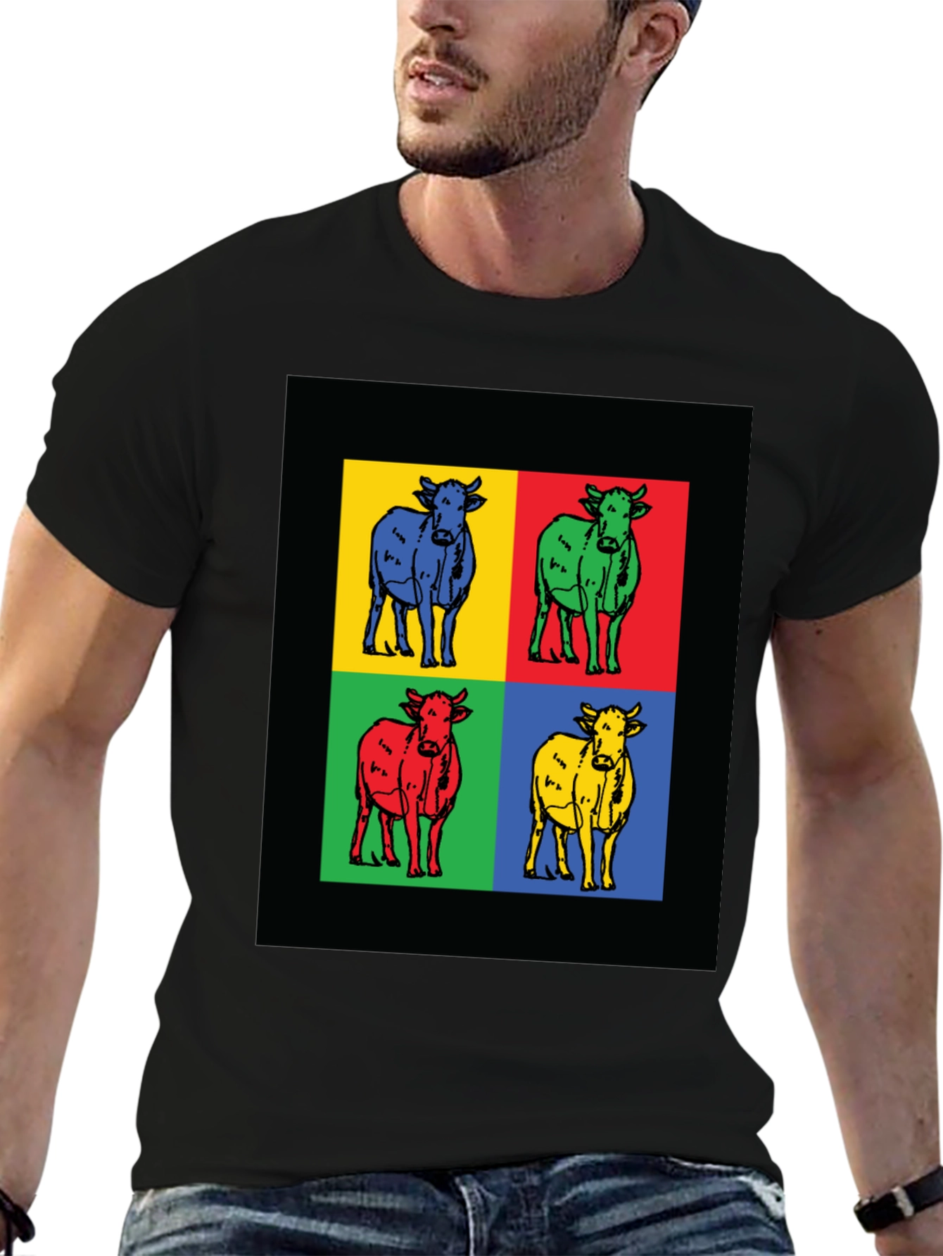 Pop Art Cow Graphic Tee - Modern Style