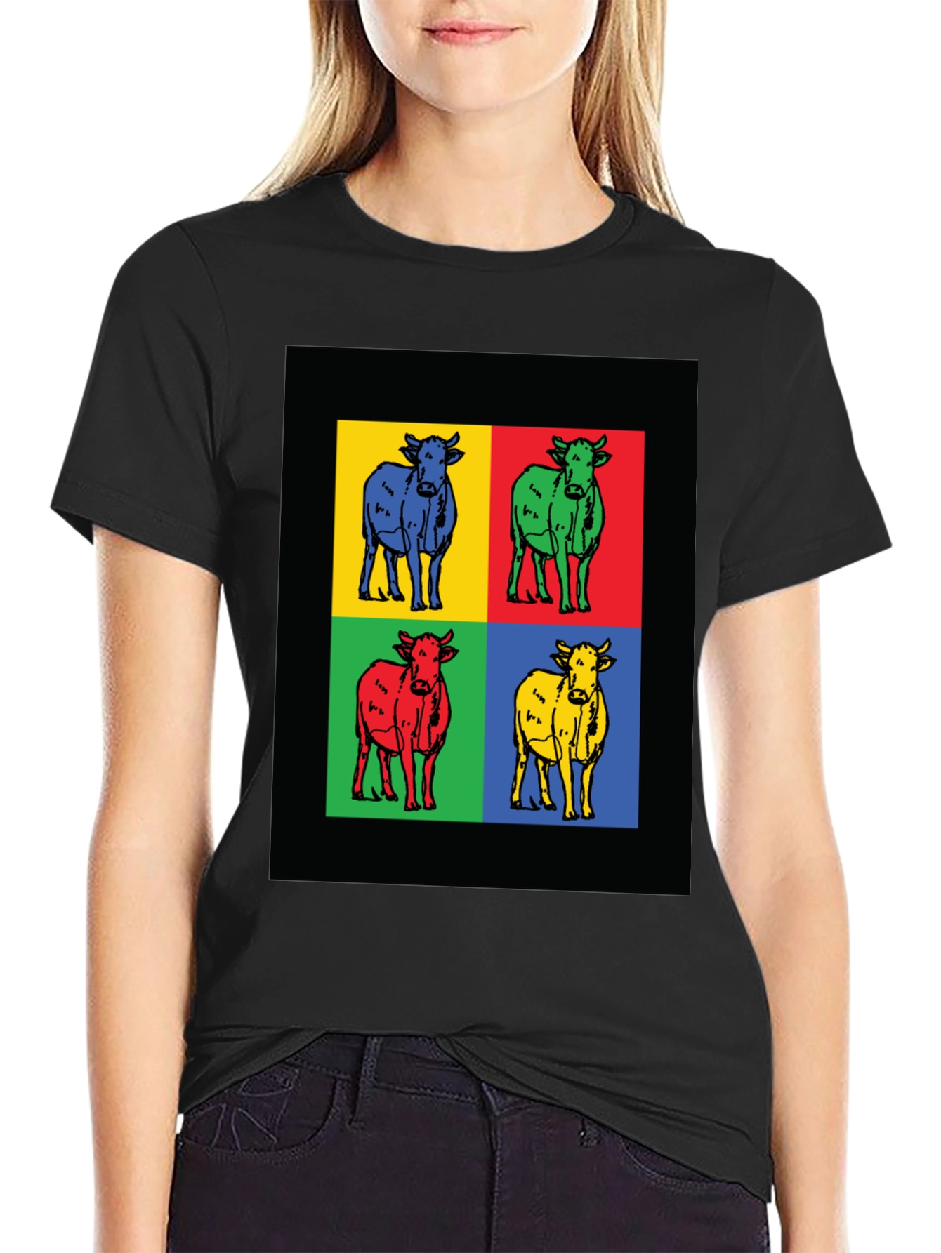 Pop Art Cow Graphic Tee - Modern Style