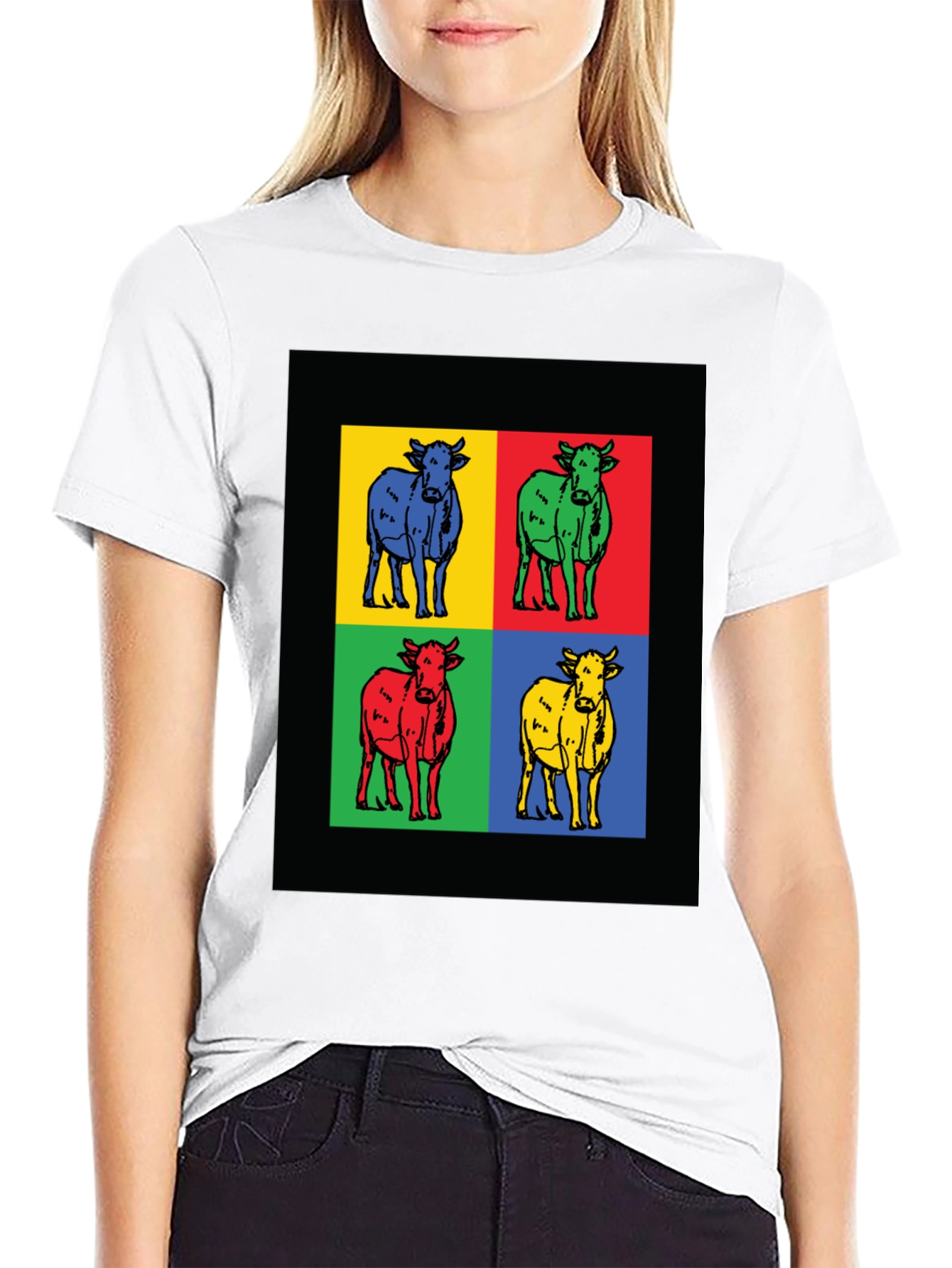 Pop Art Cow Graphic Tee - Modern Style