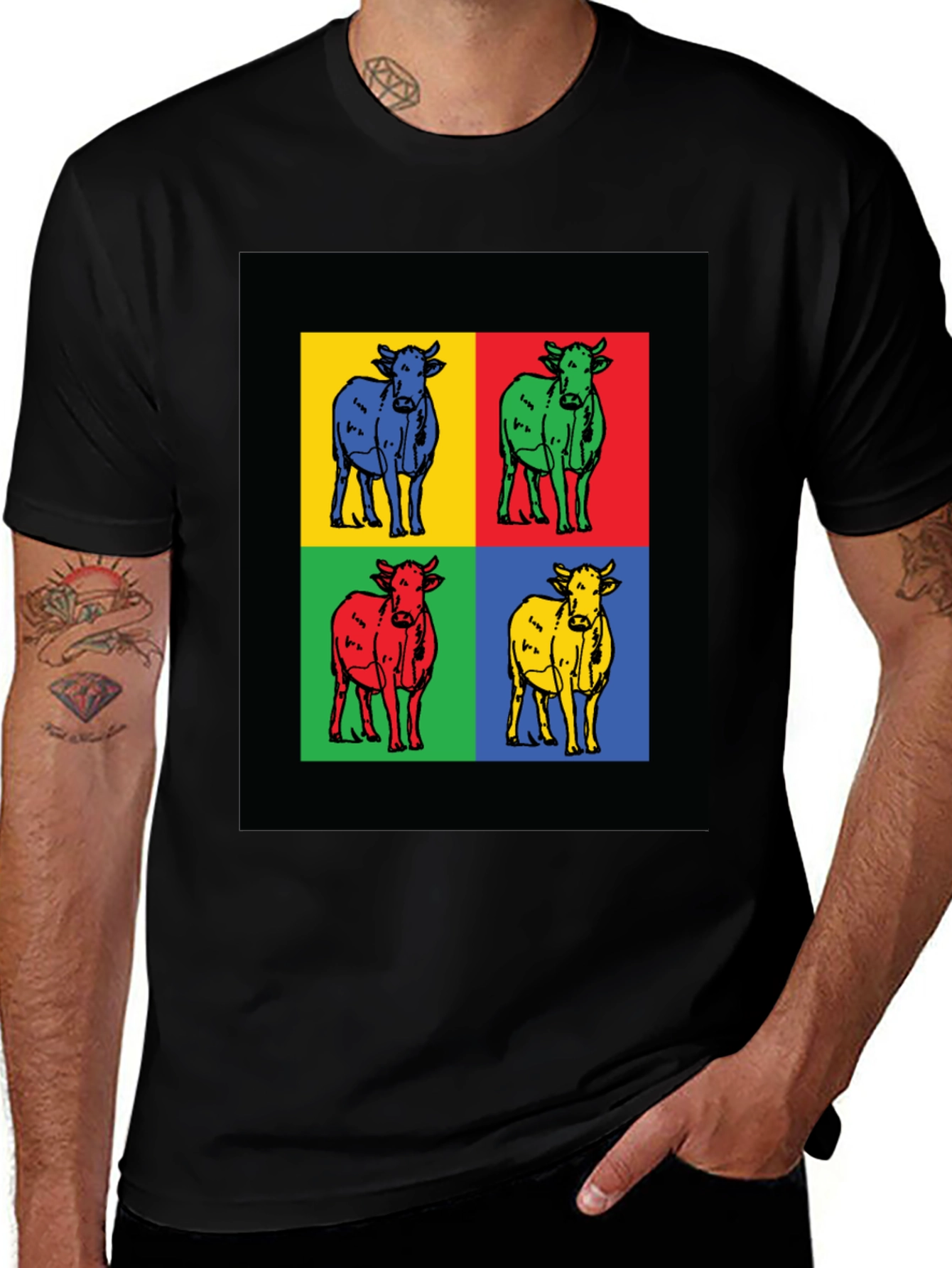 Pop Art Cow Graphic Tee - Modern Style