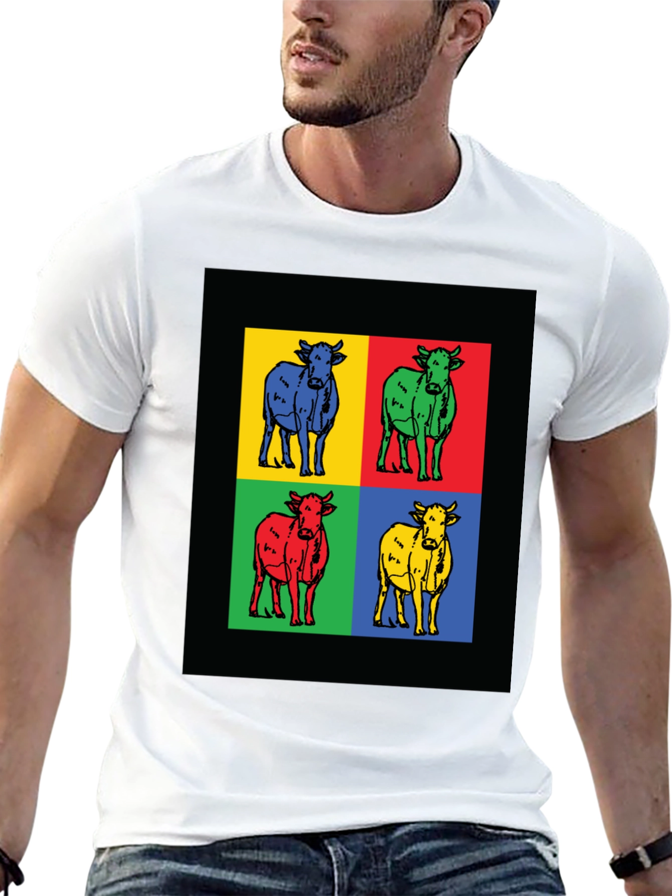 Pop Art Cow Graphic Tee - Modern Style