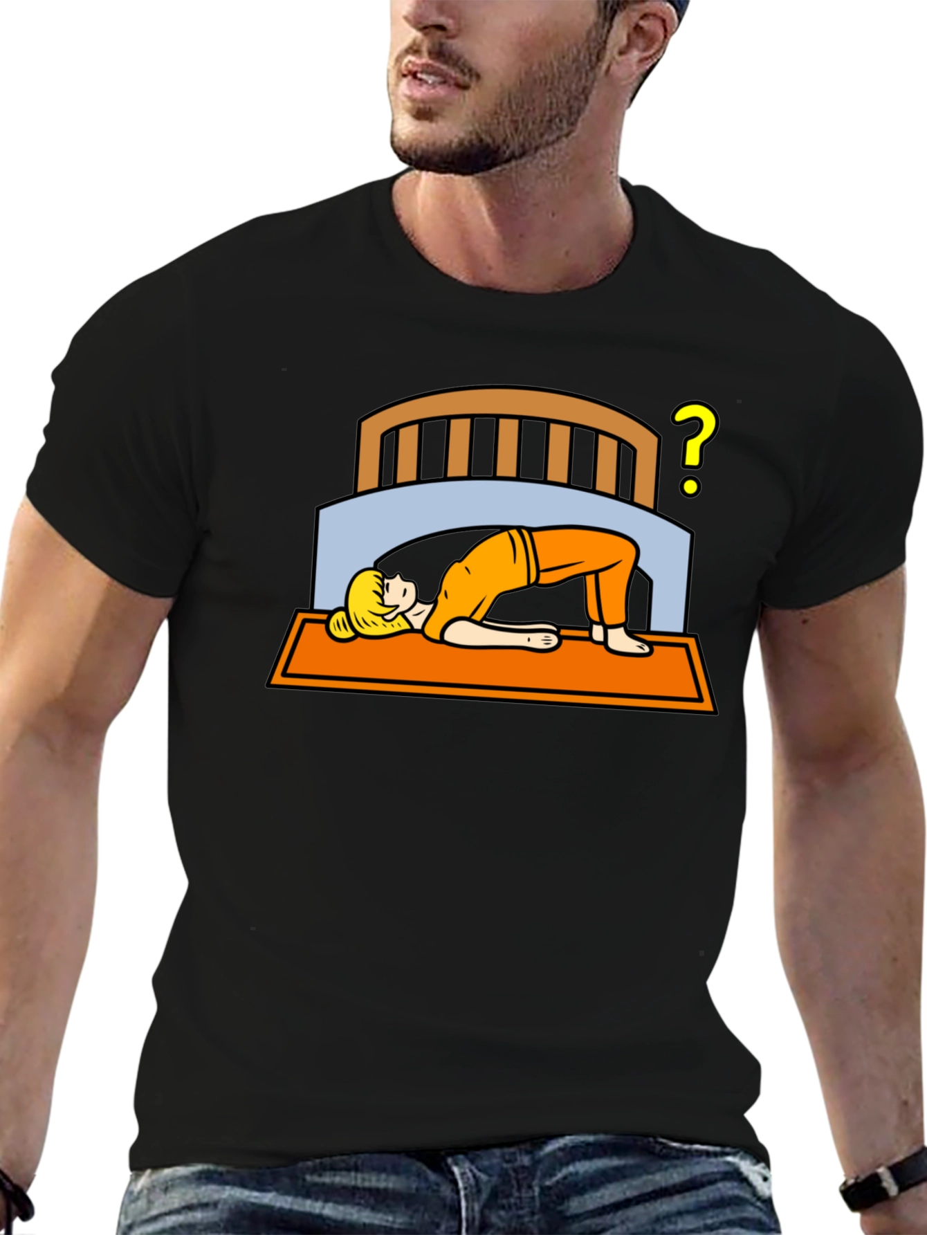 Yoga Under Bed? Black Graphic Tee