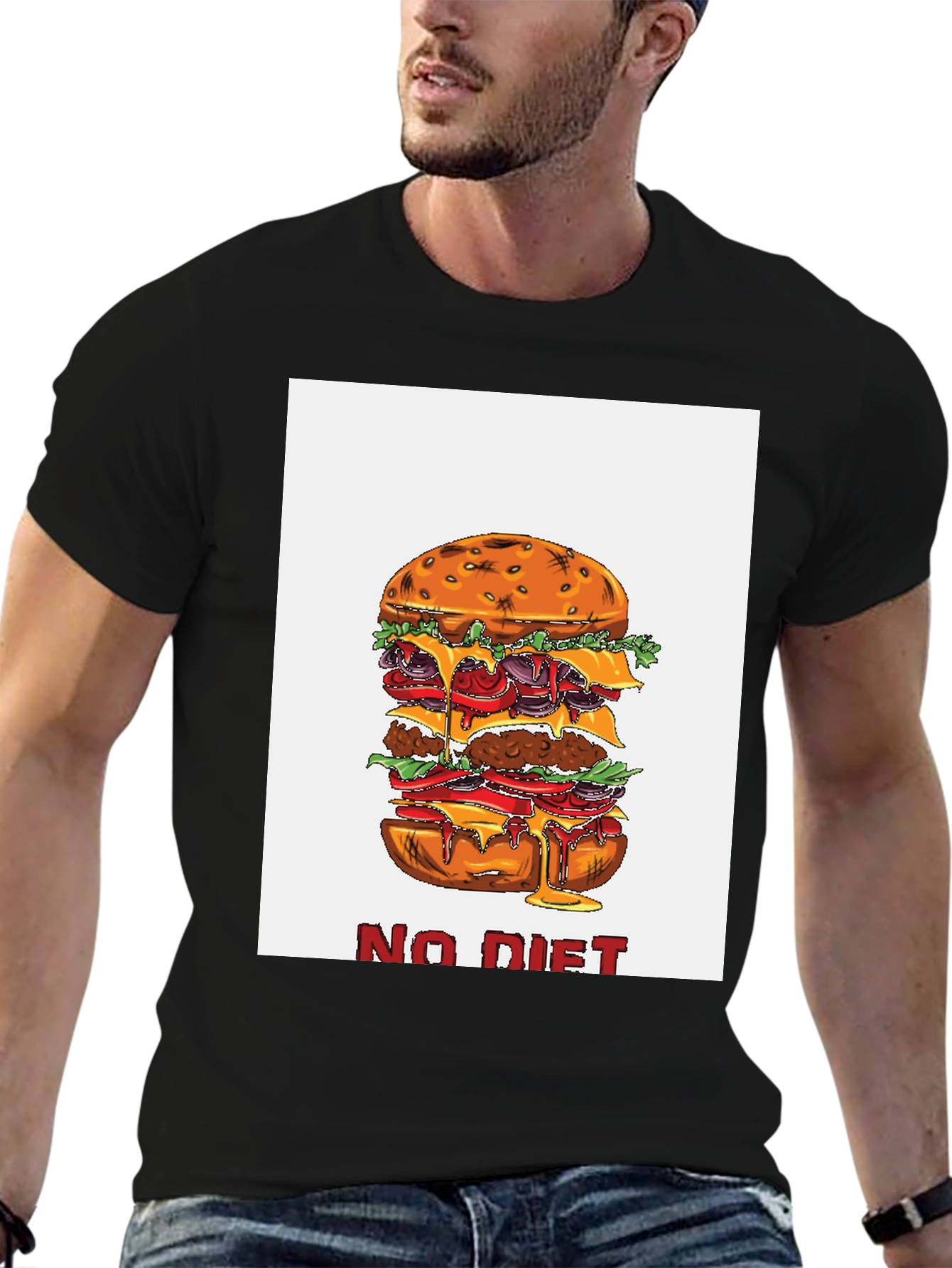 No Diet Burger Graphic Tee - Black