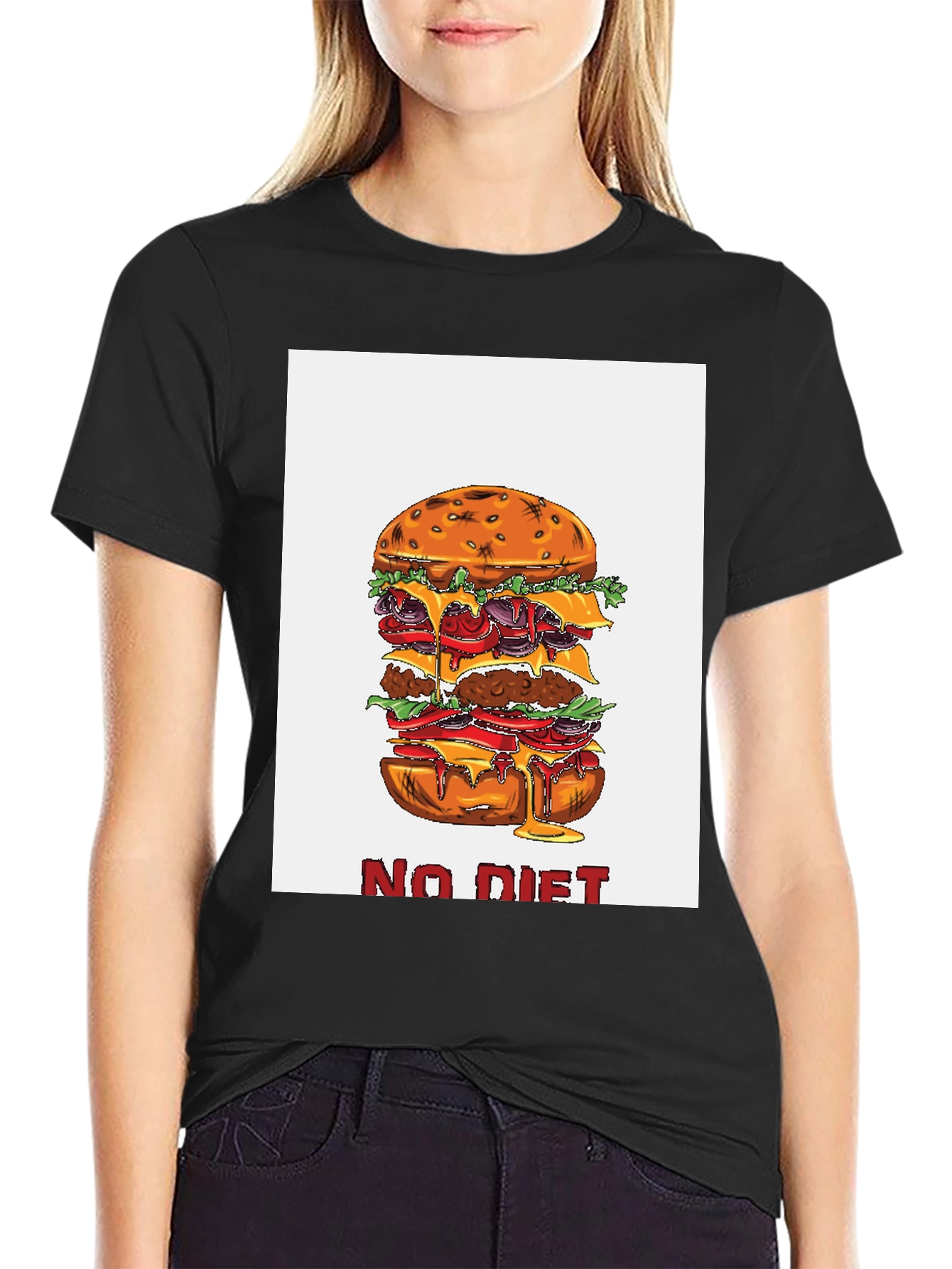 No Diet Burger Graphic Tee - Black