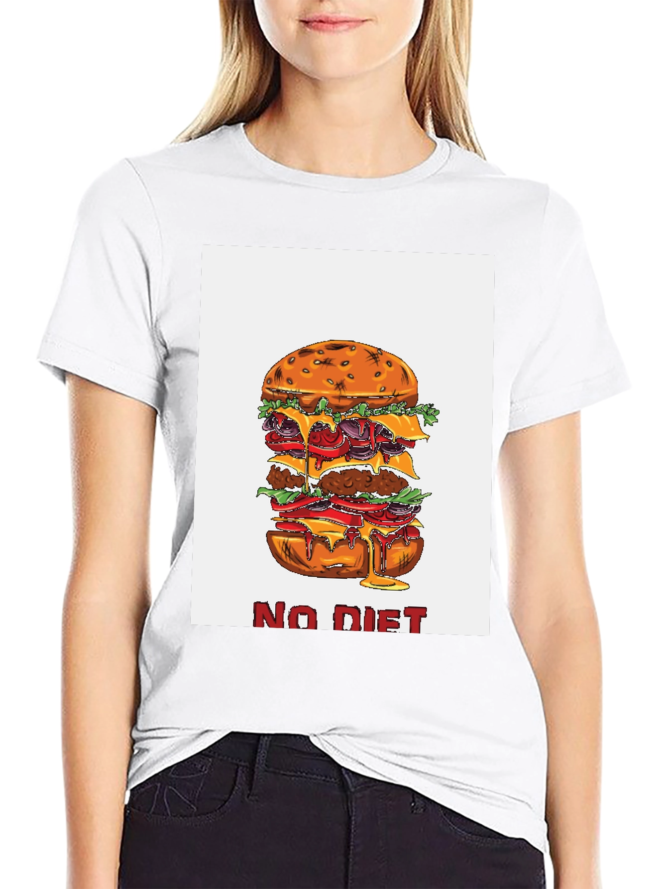 No Diet Burger Graphic Tee - Black