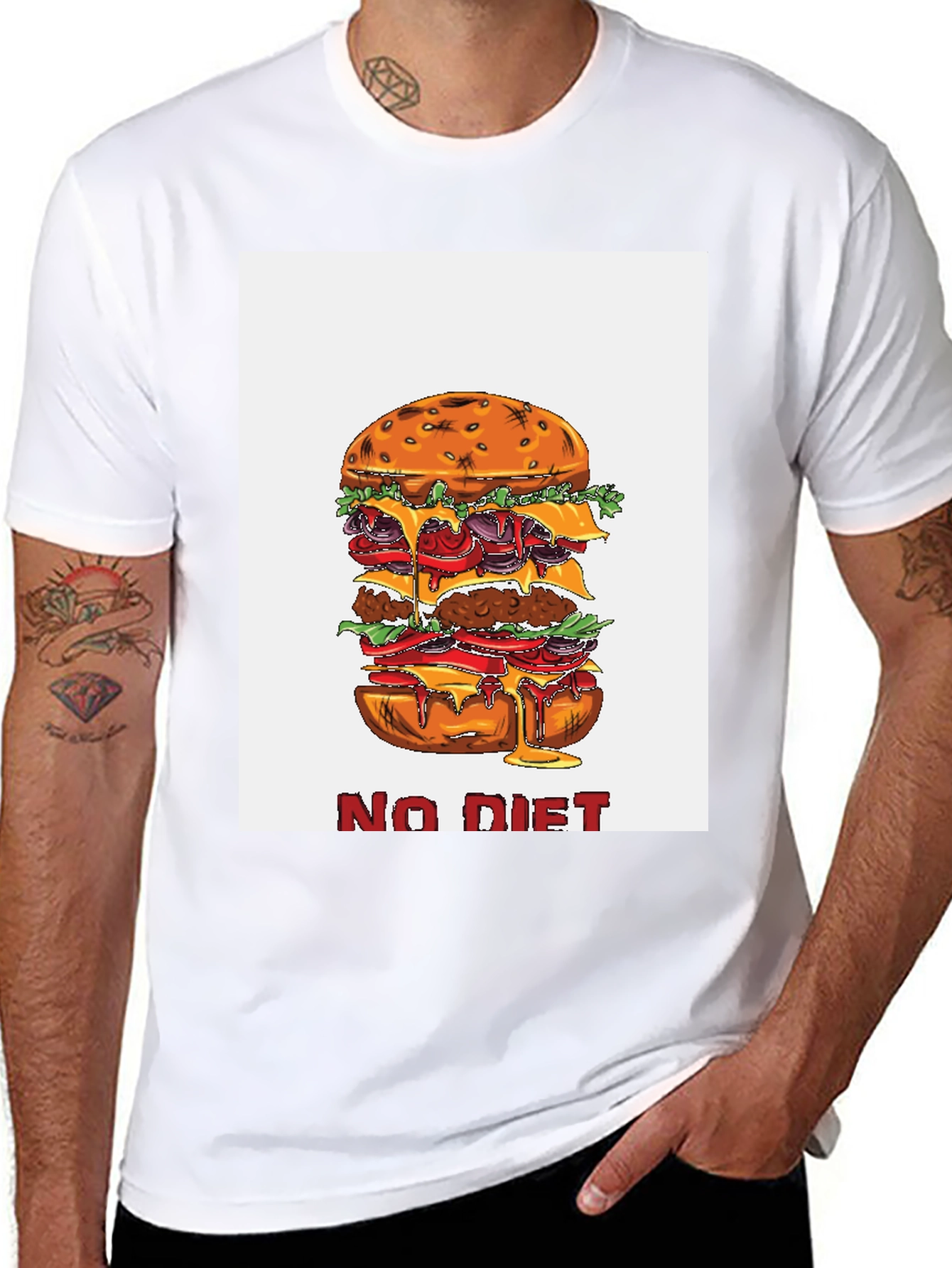 No Diet Burger Graphic Tee - Black