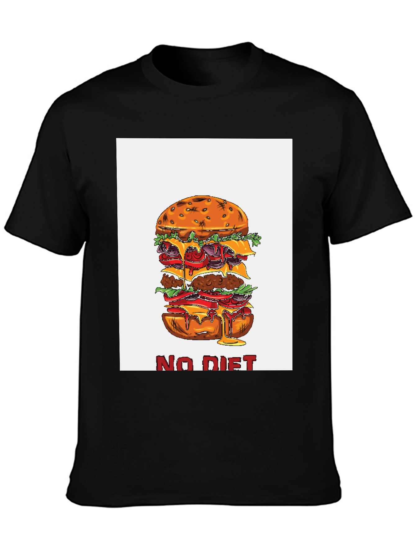 No Diet Burger Graphic Tee - Black