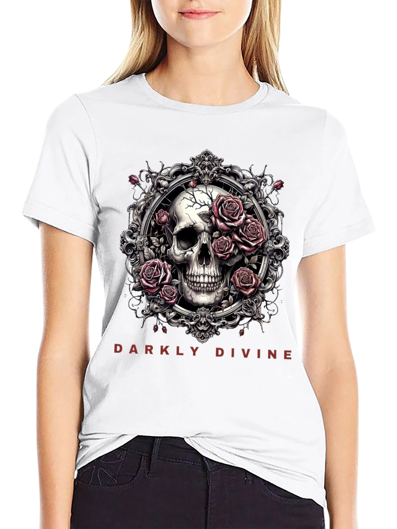 Darkly Divine Skull & Roses Graphic Tee