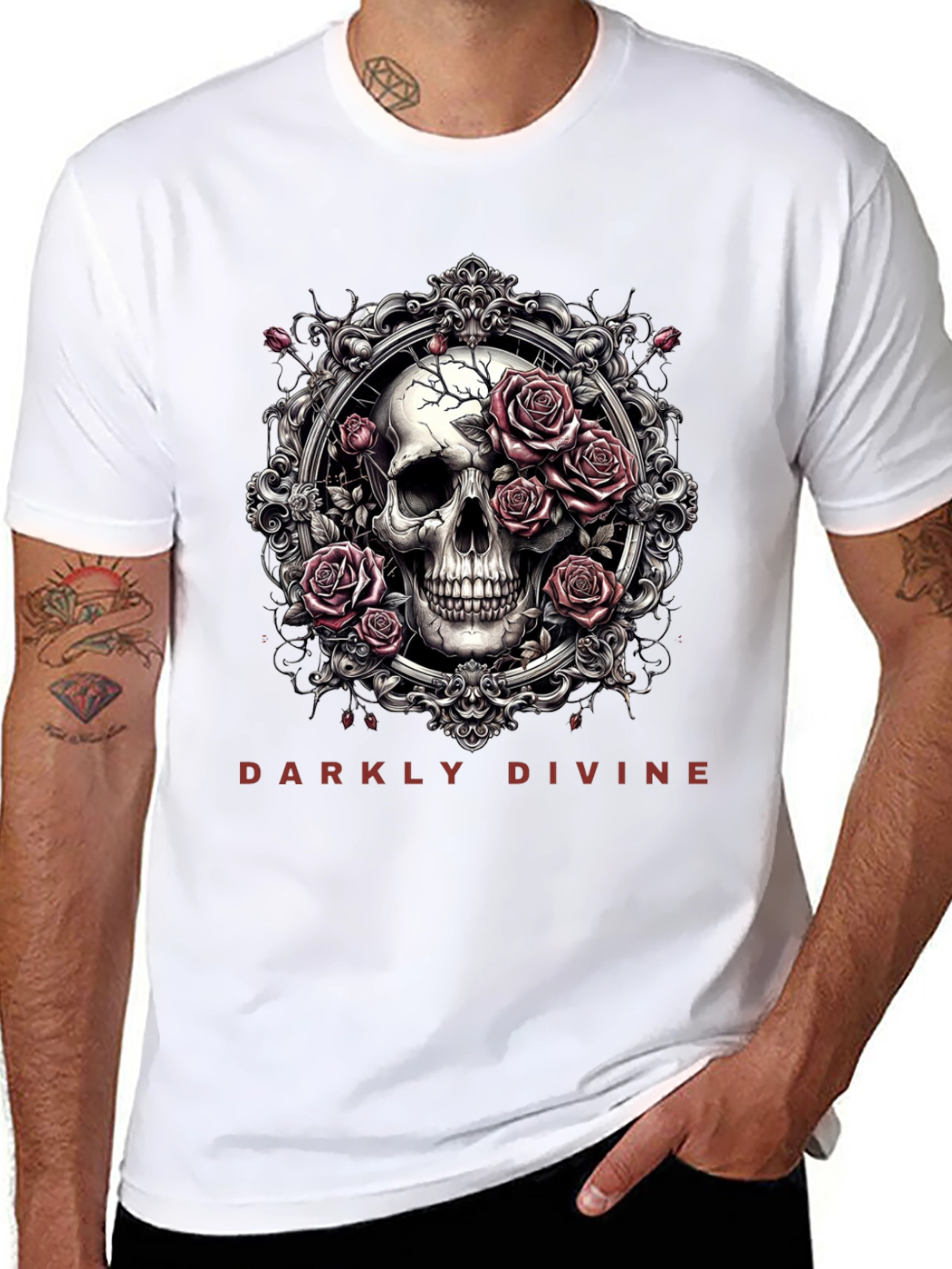 Darkly Divine Skull & Roses Graphic Tee