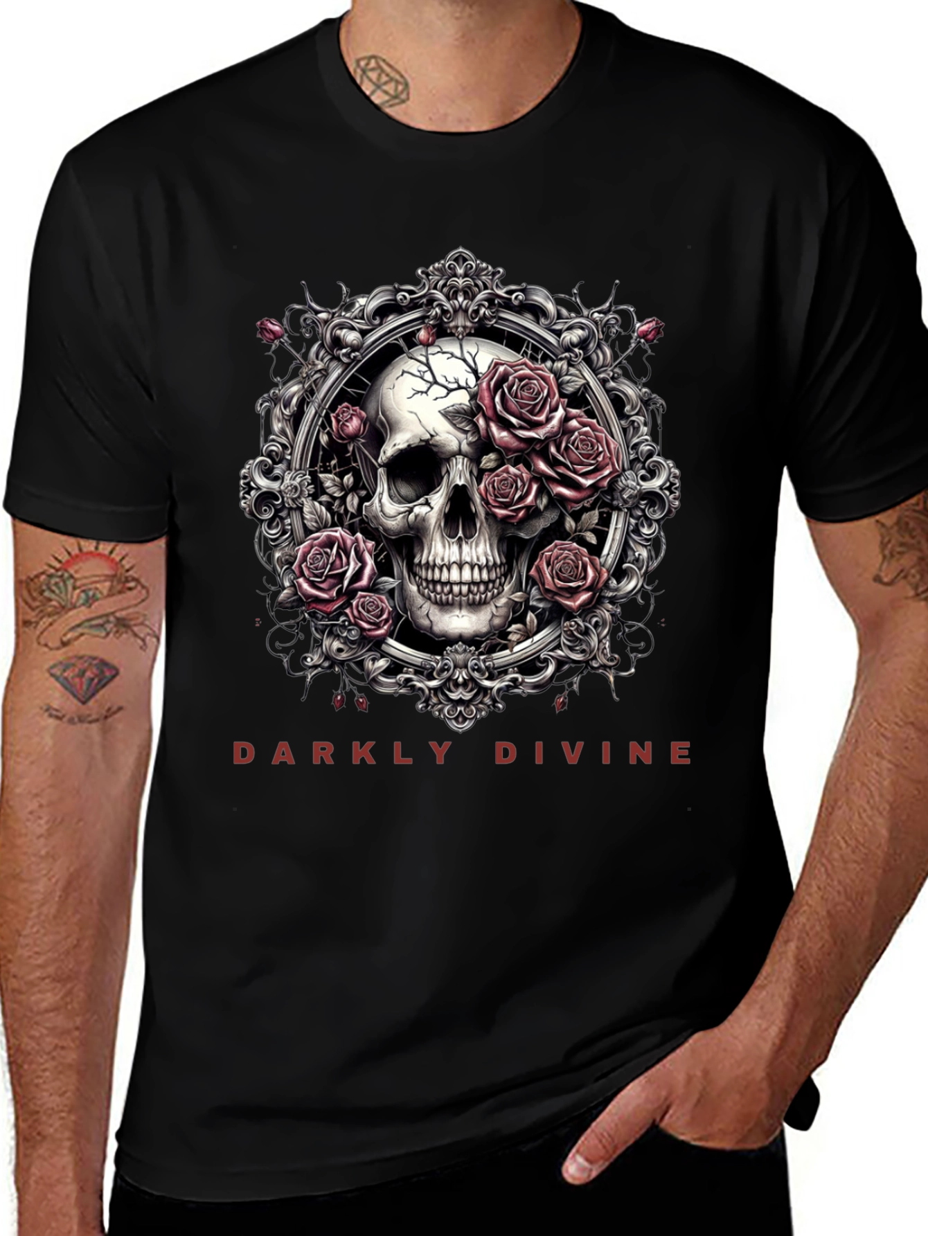 Darkly Divine Skull & Roses Graphic Tee