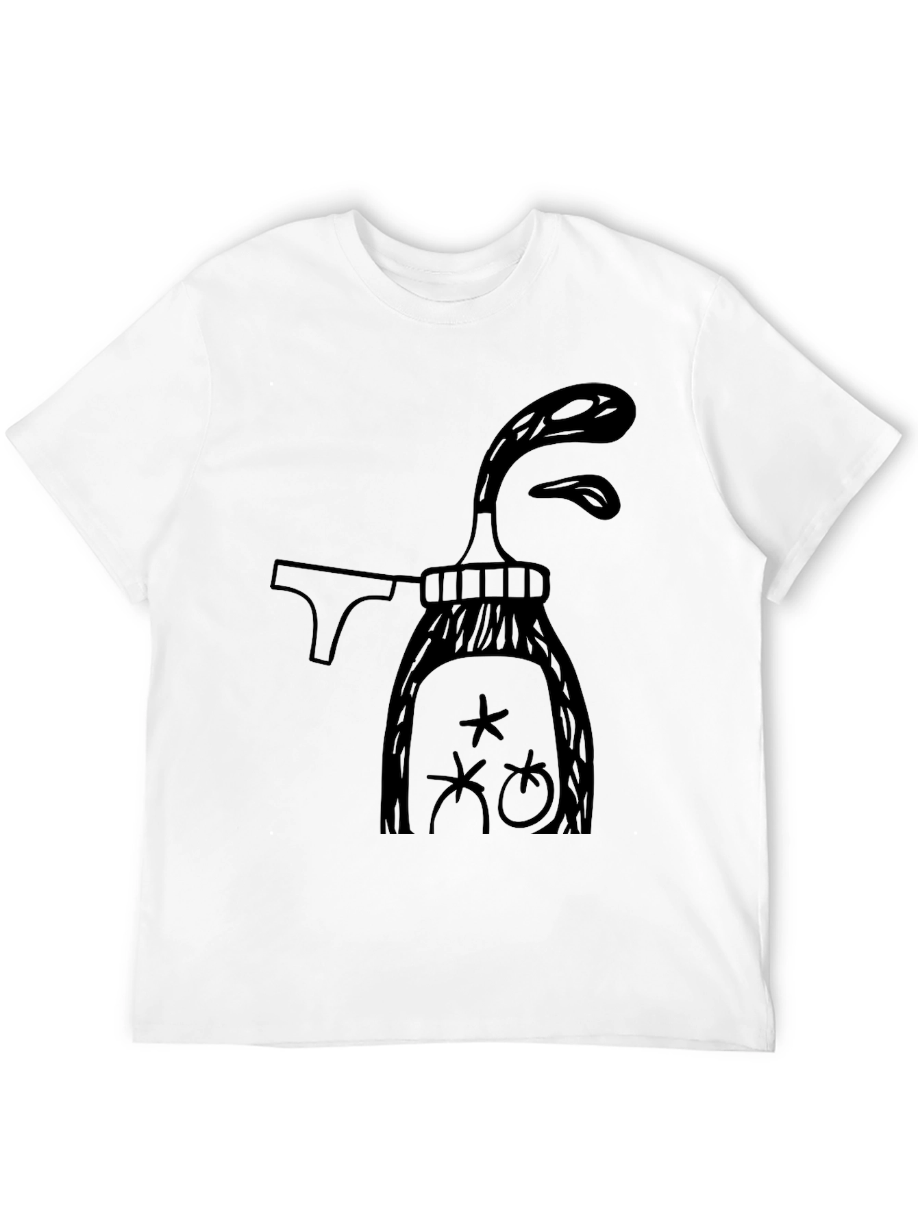 Whimsical Graphic Tee - Black Cotton T-Shirt