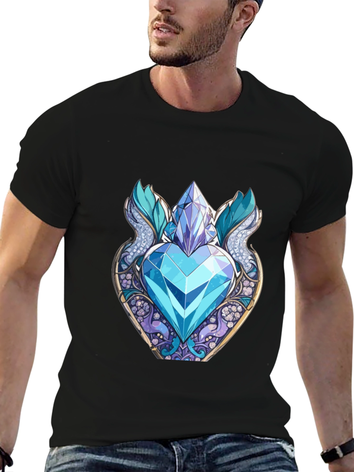 Crystal Heart Graphic Tee - Black