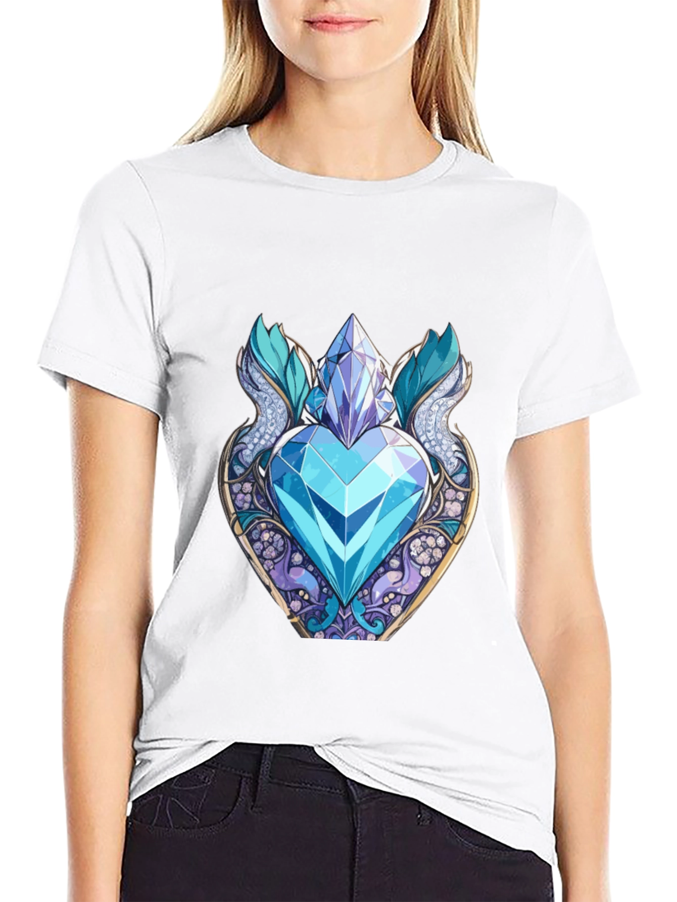 Crystal Heart Graphic Tee - Black