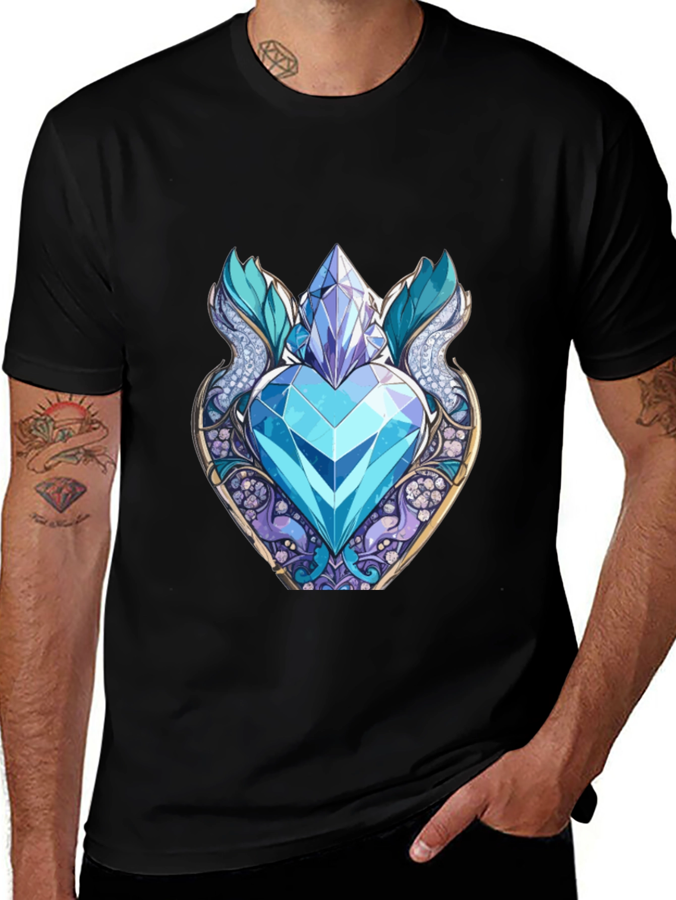 Crystal Heart Graphic Tee - Black