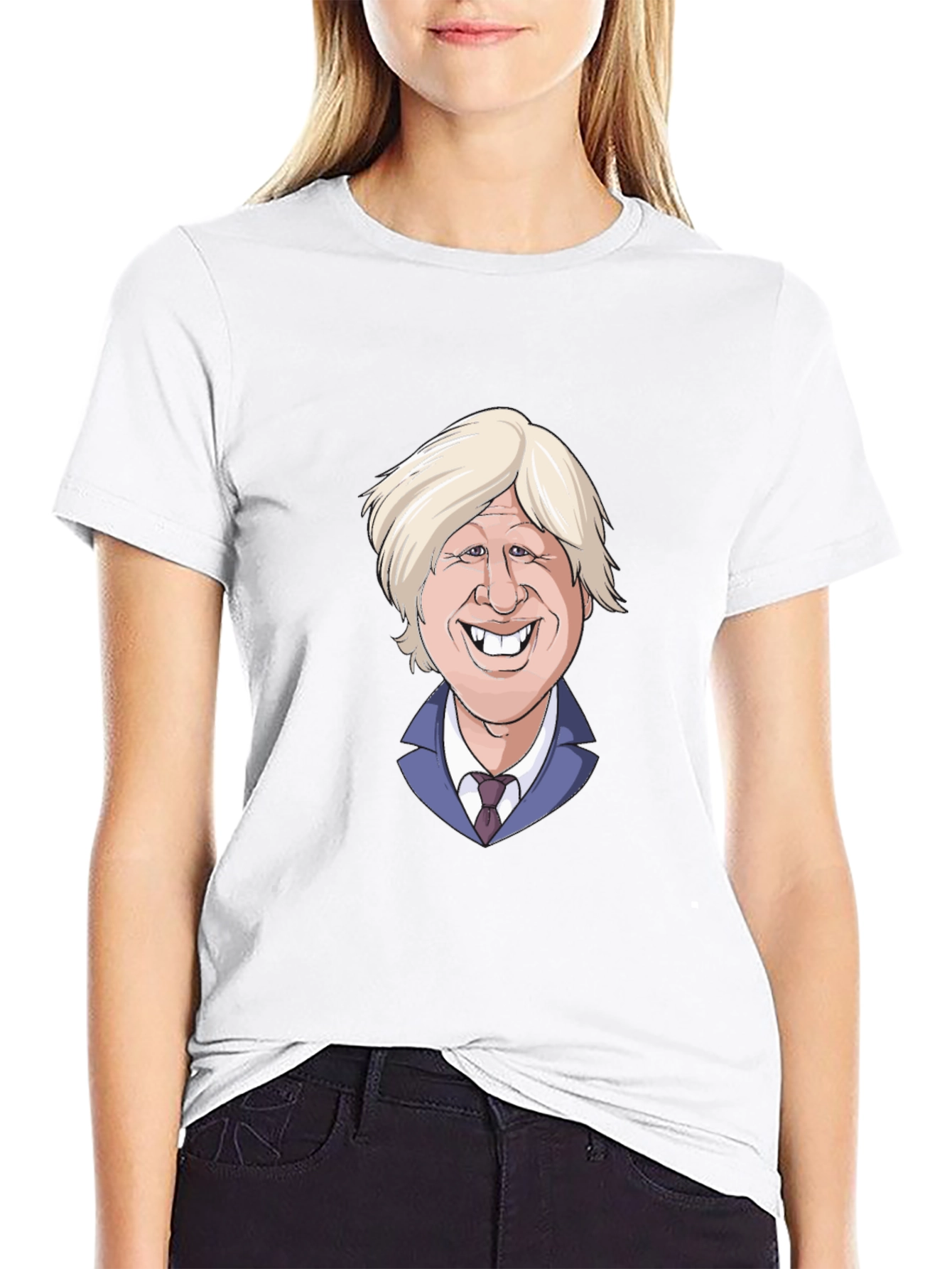 Boris Johnson Cartoon Graphic Tee - Black