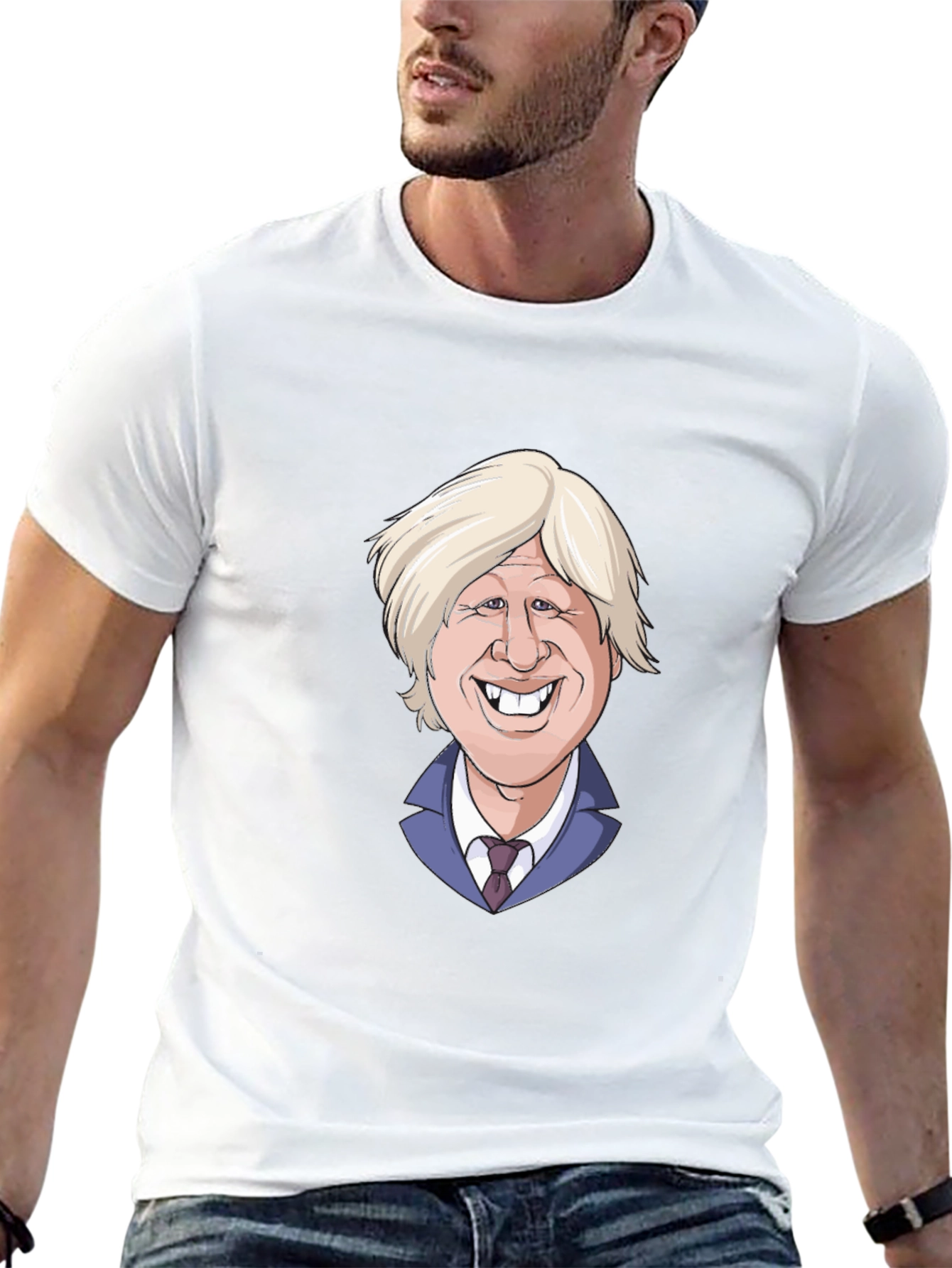 Boris Johnson Cartoon Graphic Tee - Black