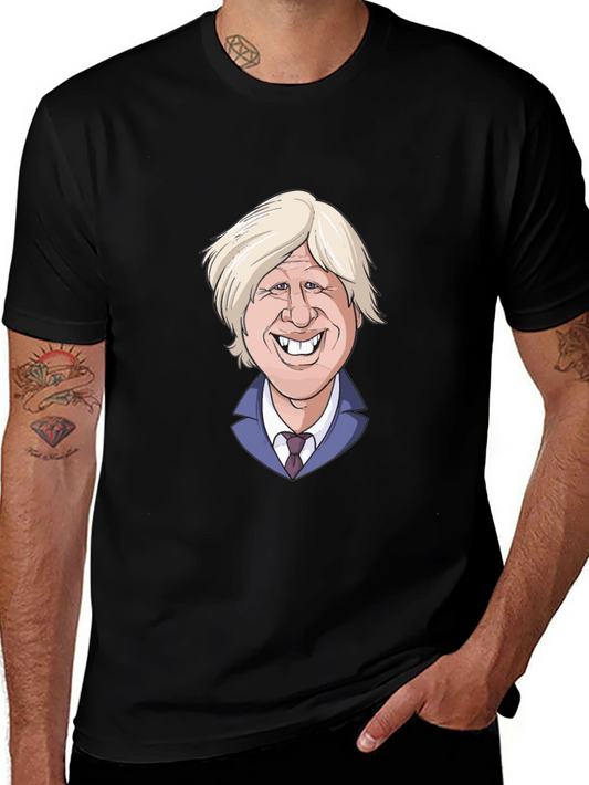 Boris Johnson Cartoon Graphic Tee - Black
