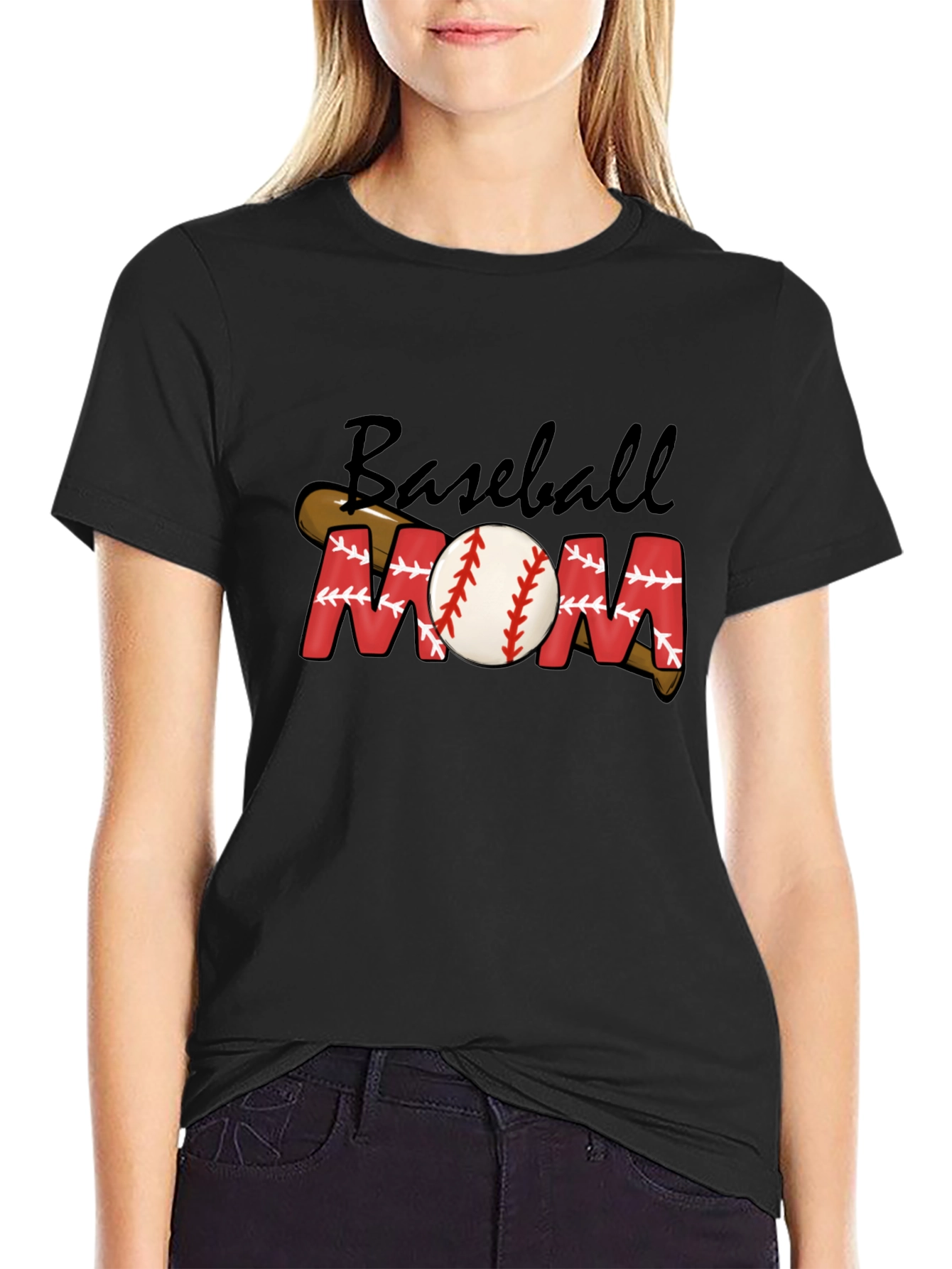 Baseball Mom Black Graphic Tee