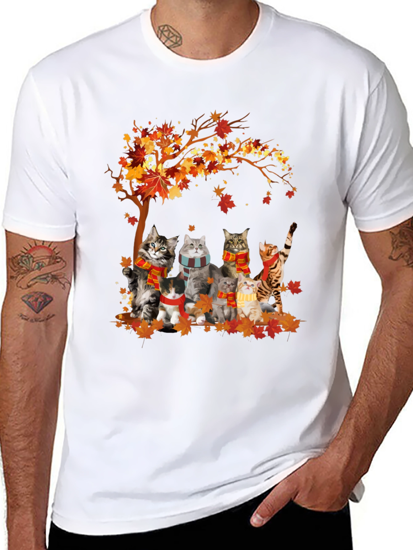 Autumn Cats T-Shirt - Fall Vibes
