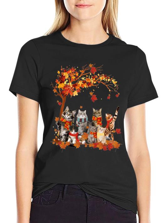 Autumn Cats T-Shirt - Fall Vibes