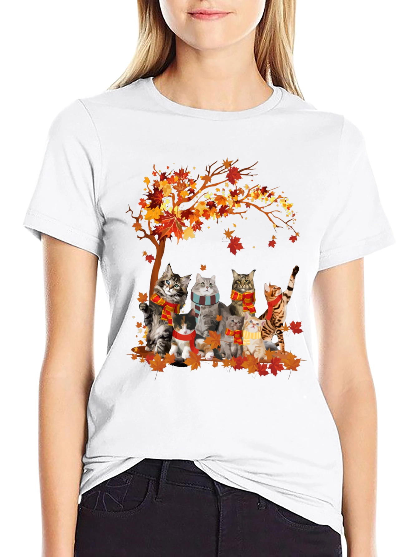 Autumn Cats T-Shirt - Fall Vibes